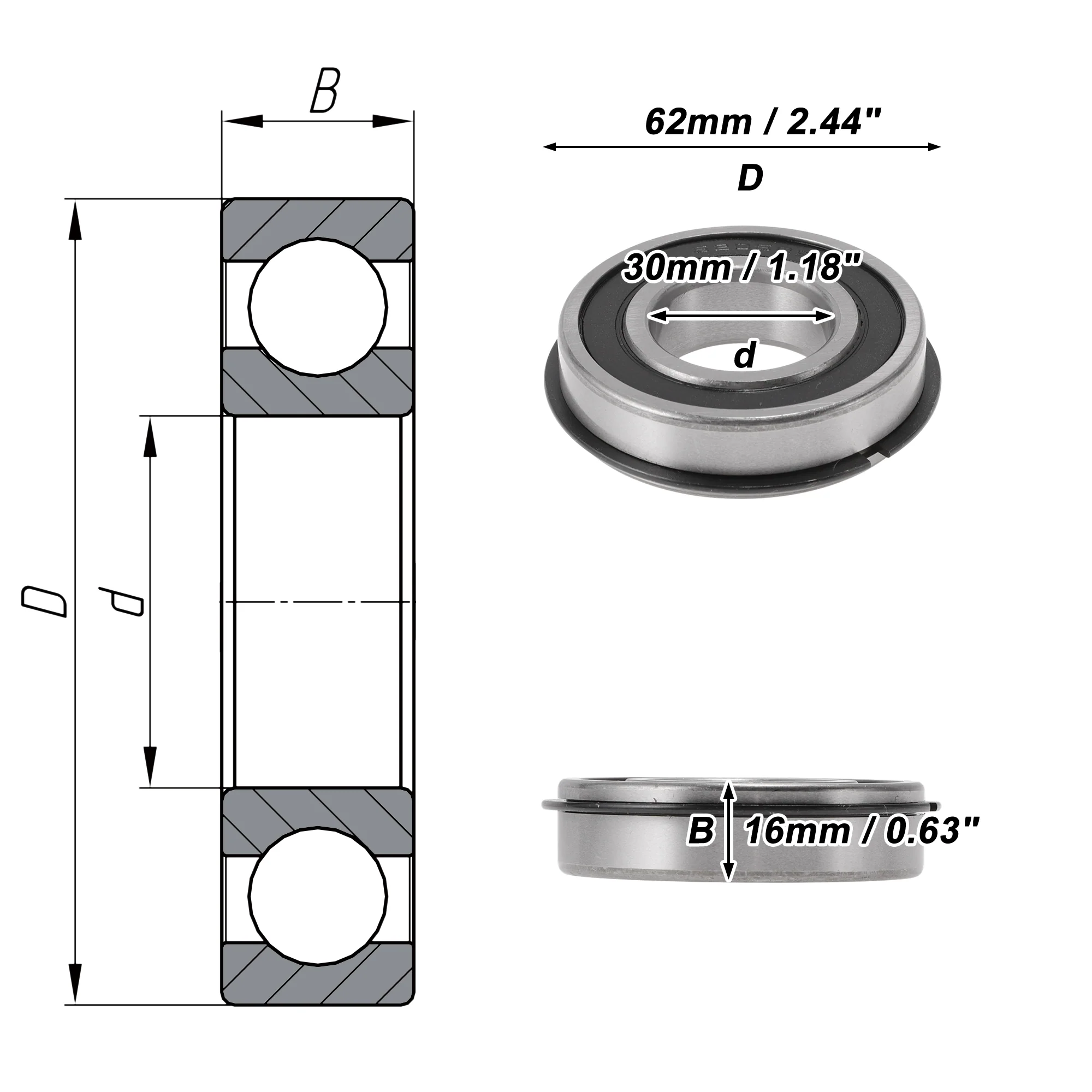 6206NR2RS Deep Groove Ball Bearings 30x62x16mm Scooter Skateboard Wheel - Image 4
