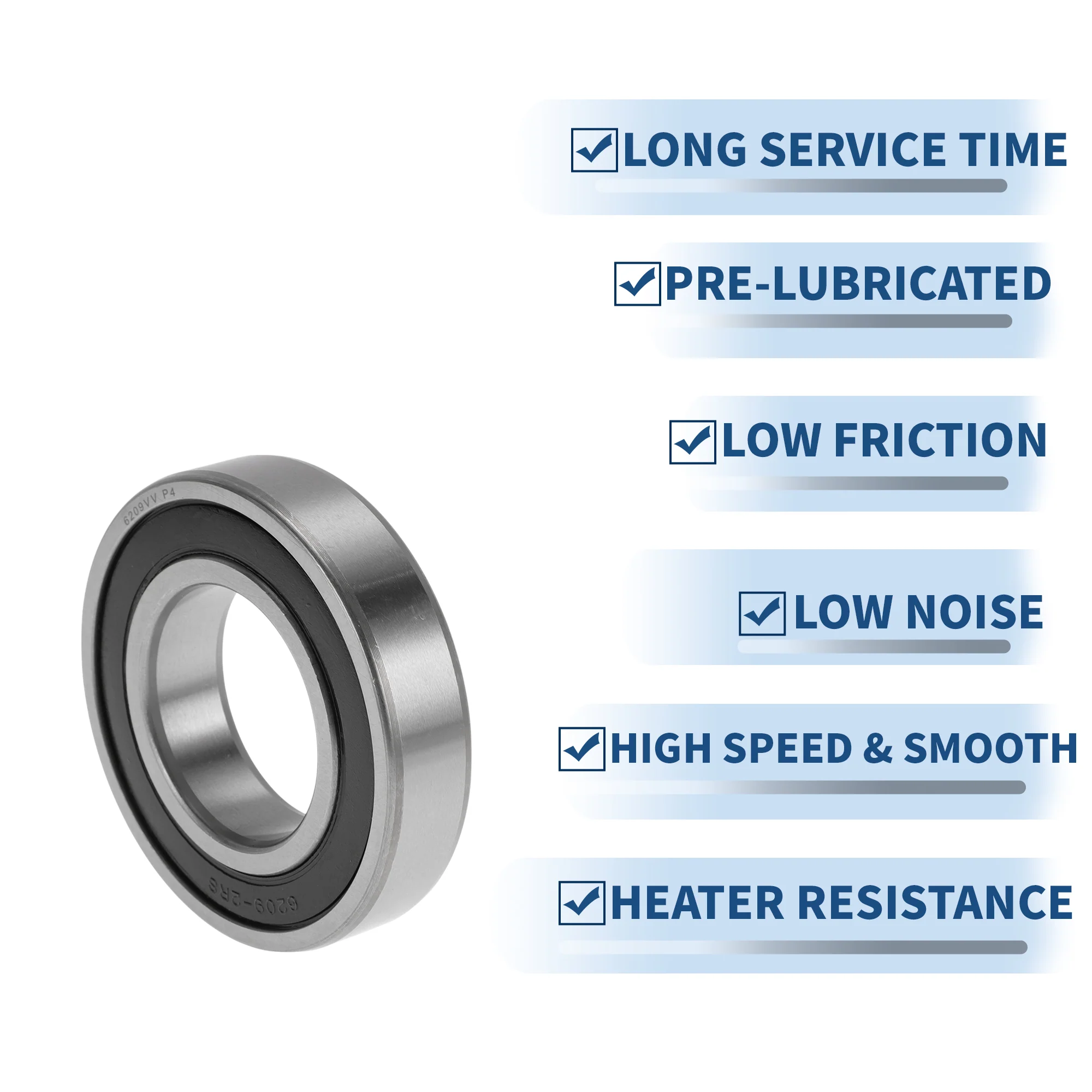 6209VV Deep Groove Ball Bearings 45x85x19mm 1 Pcs Silver Tone - Image 5