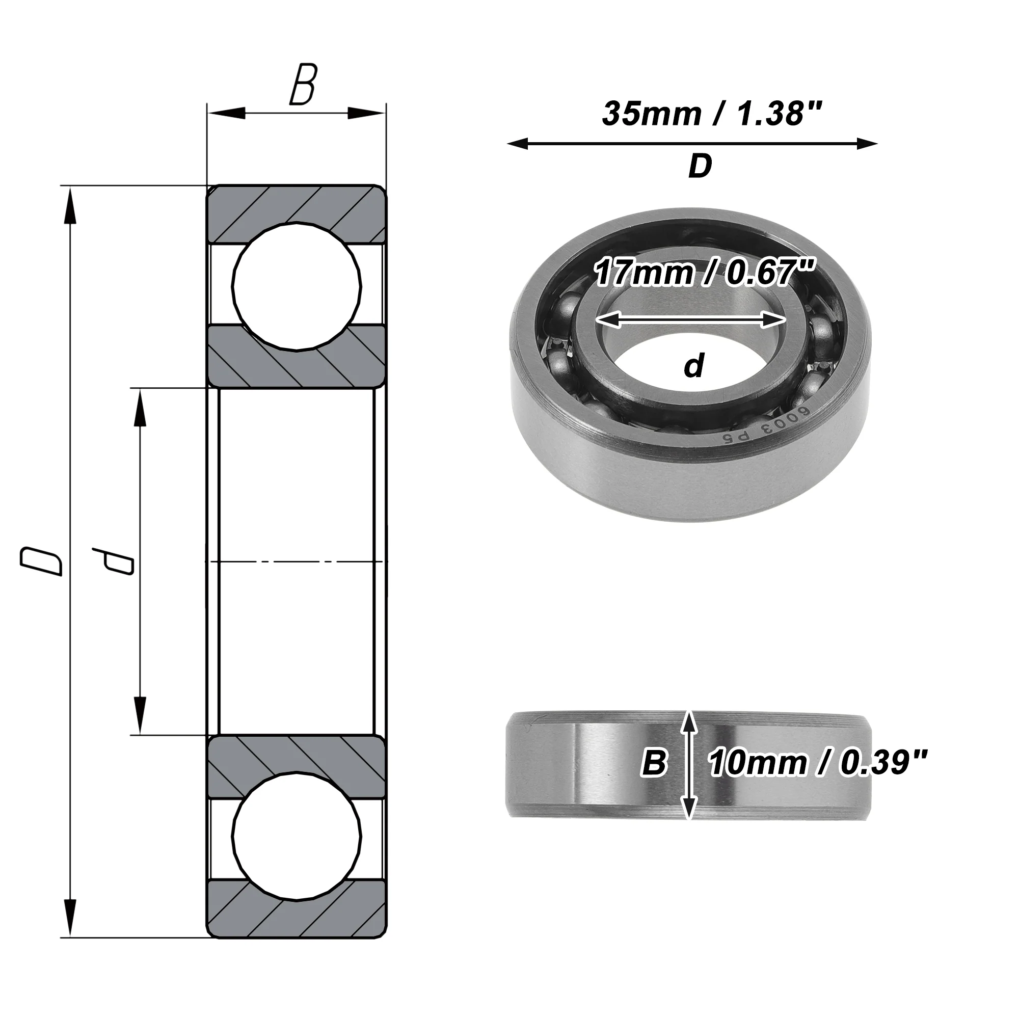 6003 Deep Groove Ball Bearings 17x35x10mm 1Pc Scooter Skateboard Wheel - Image 4