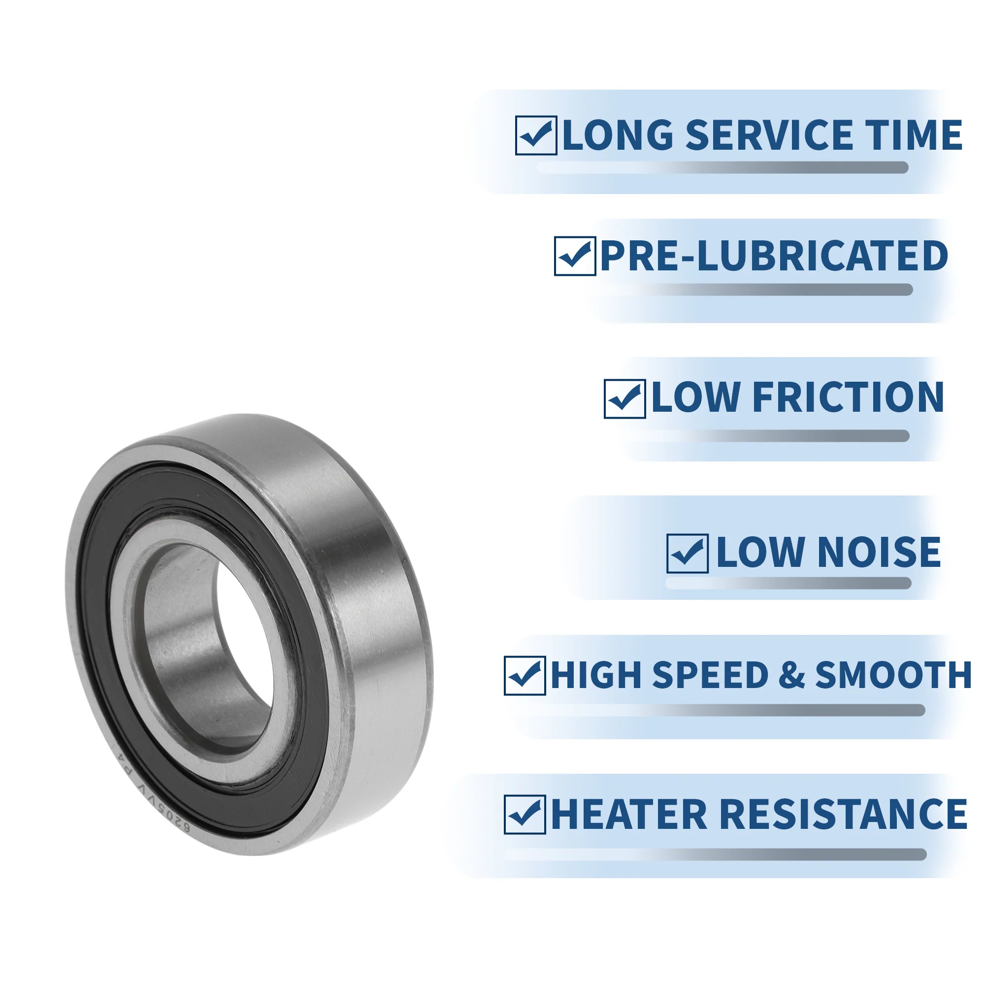 6205VV Deep Groove Ball Bearings 25x52x15mm 1 Pcs Silver Tone - Image 5