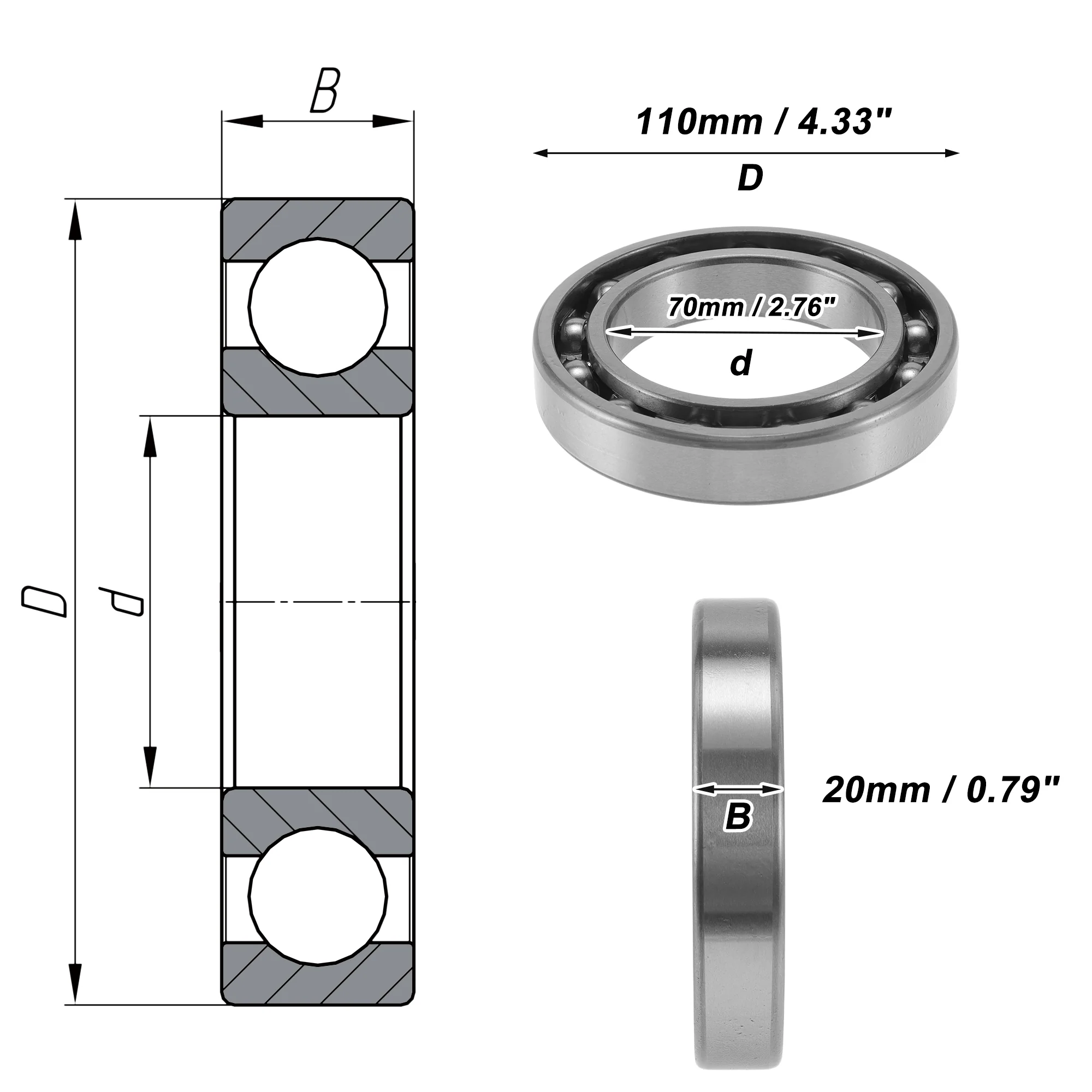 6014 Deep Groove Ball Bearings 70x110x20mm 1Pc Scooter Skateboard Wheel - Image 4