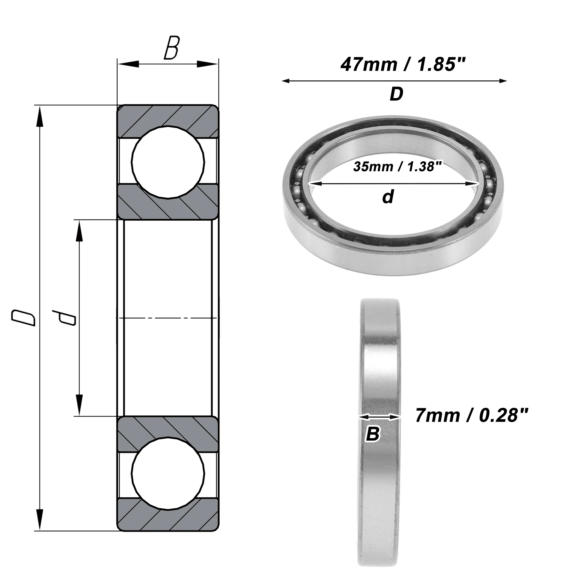 6807 Deep Groove Ball Bearings 35x47x7mm 1Pc Scooter Skateboard Wheel - Image 4
