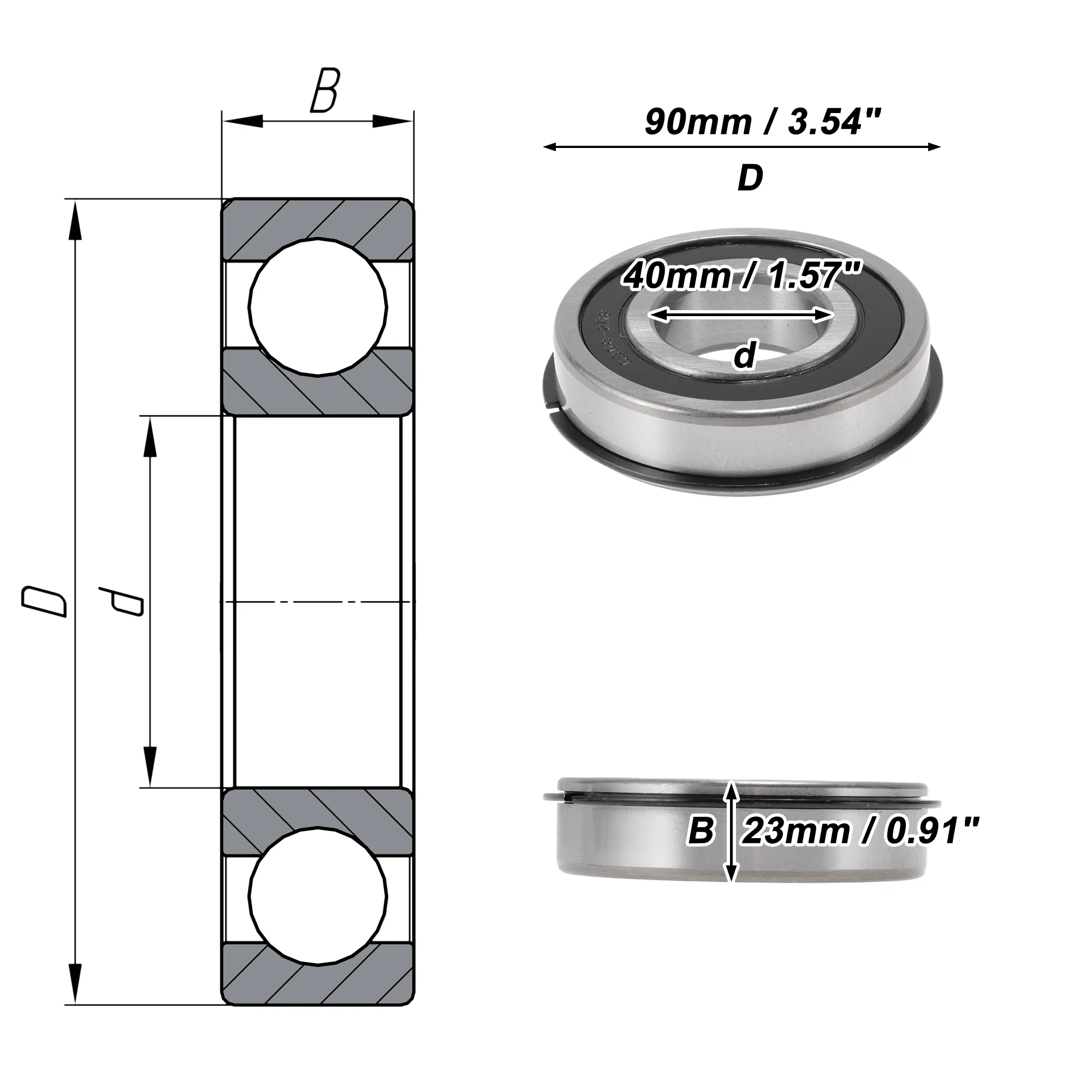6308NR2RS Deep Groove Ball Bearings 40x90x23mm Scooter Skateboard Wheel - Image 4