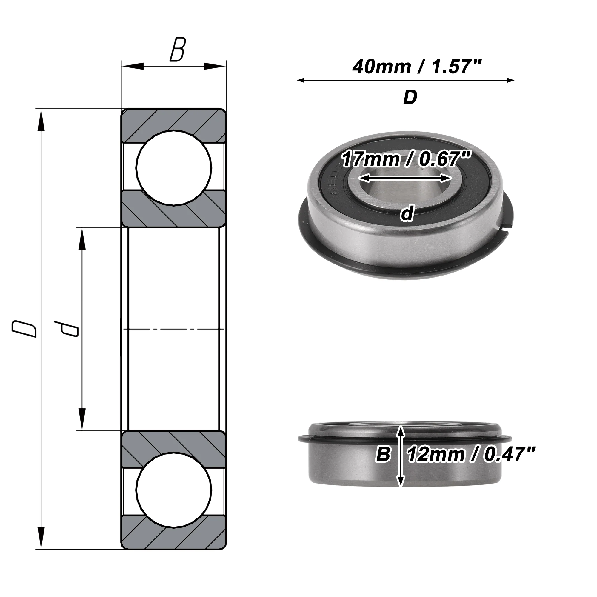 6203NR2RS Deep Groove Ball Bearings 17x40x12mm Scooter Skateboard Wheel - Image 4
