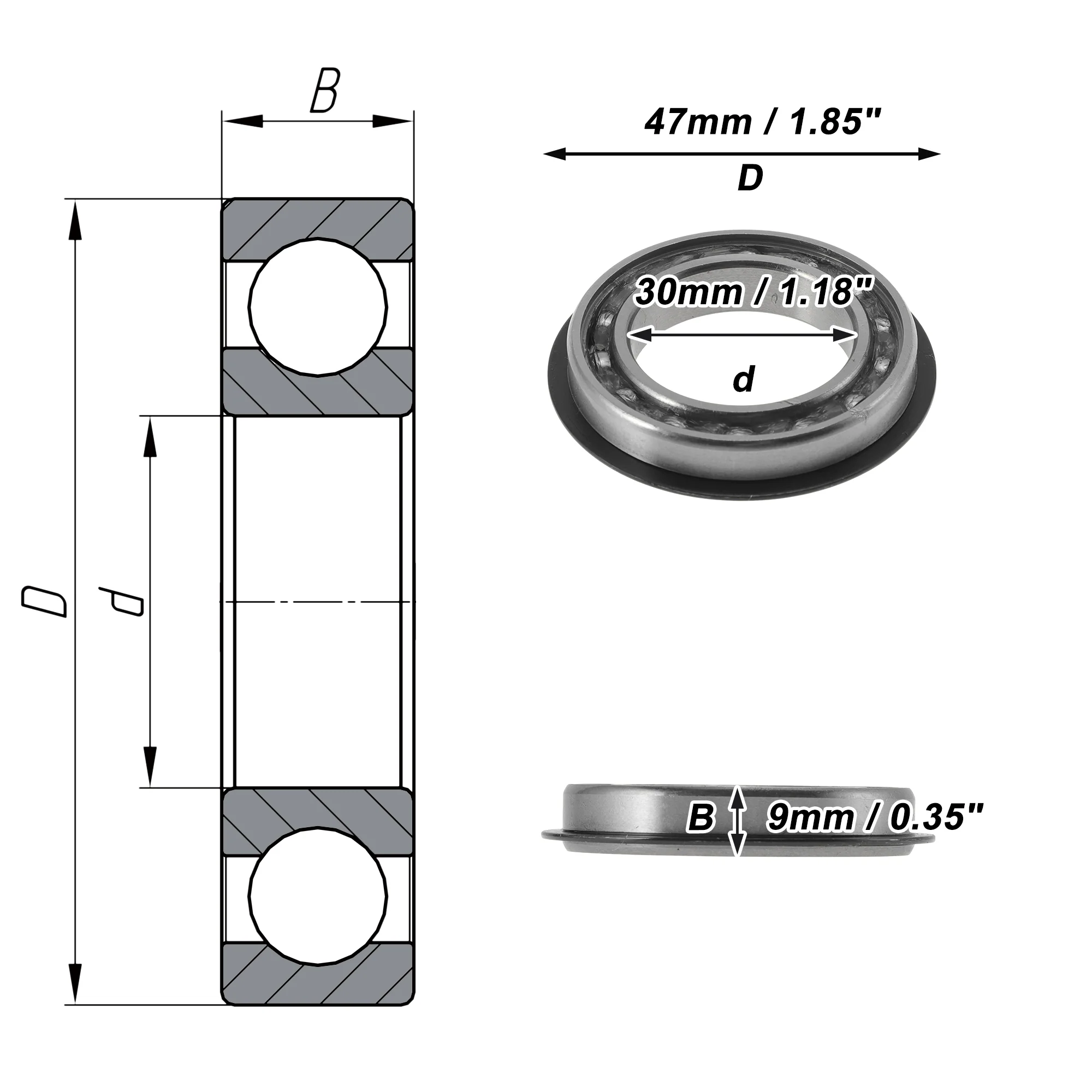 6906NR Deep Groove Ball Bearings 30x47x9mm 1Pc Scooter Skateboard Wheel - Image 4