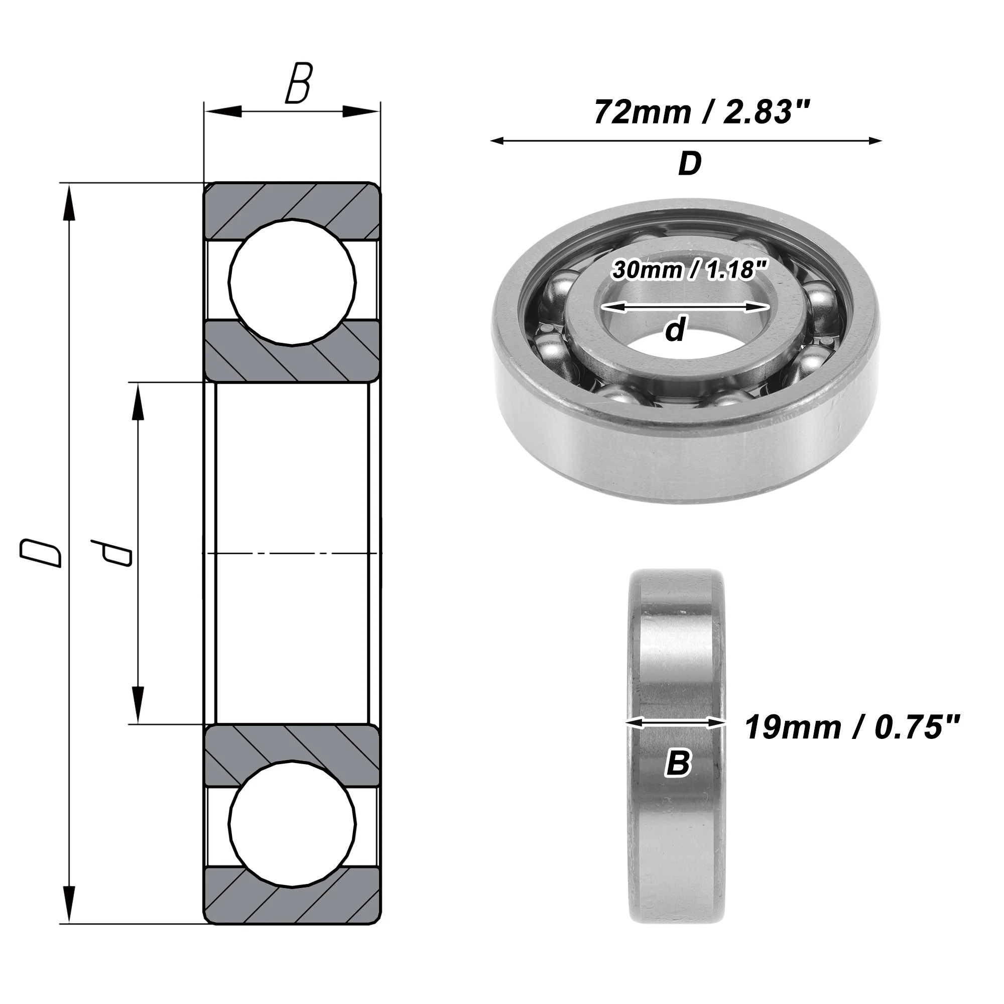 6306 Deep Groove Ball Bearings 30x72x19mm 1Pc Scooter Skateboard Wheel - Image 4