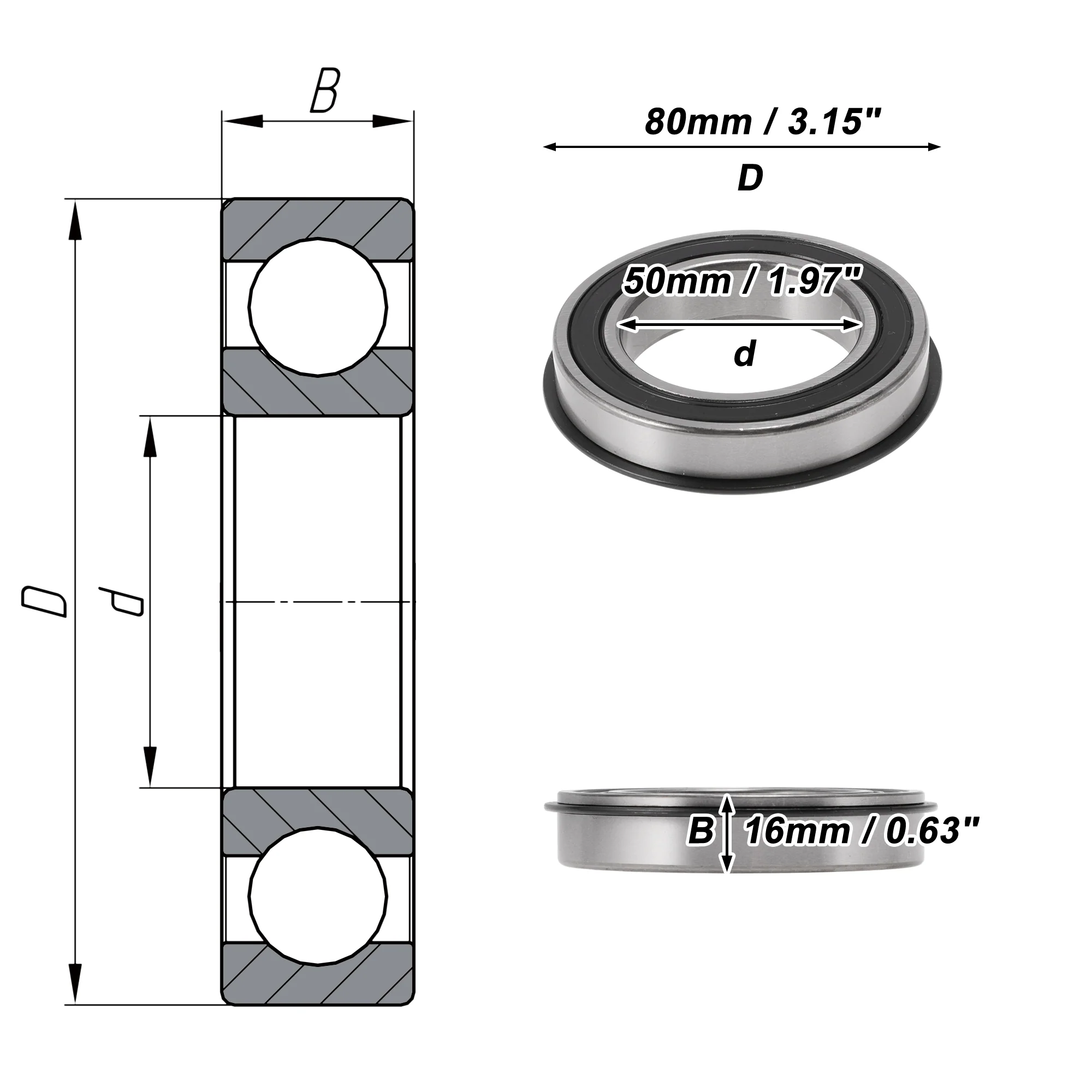 6010NR2RS Deep Groove Ball Bearings 50x80x16mm Scooter Skateboard Wheel - Image 4