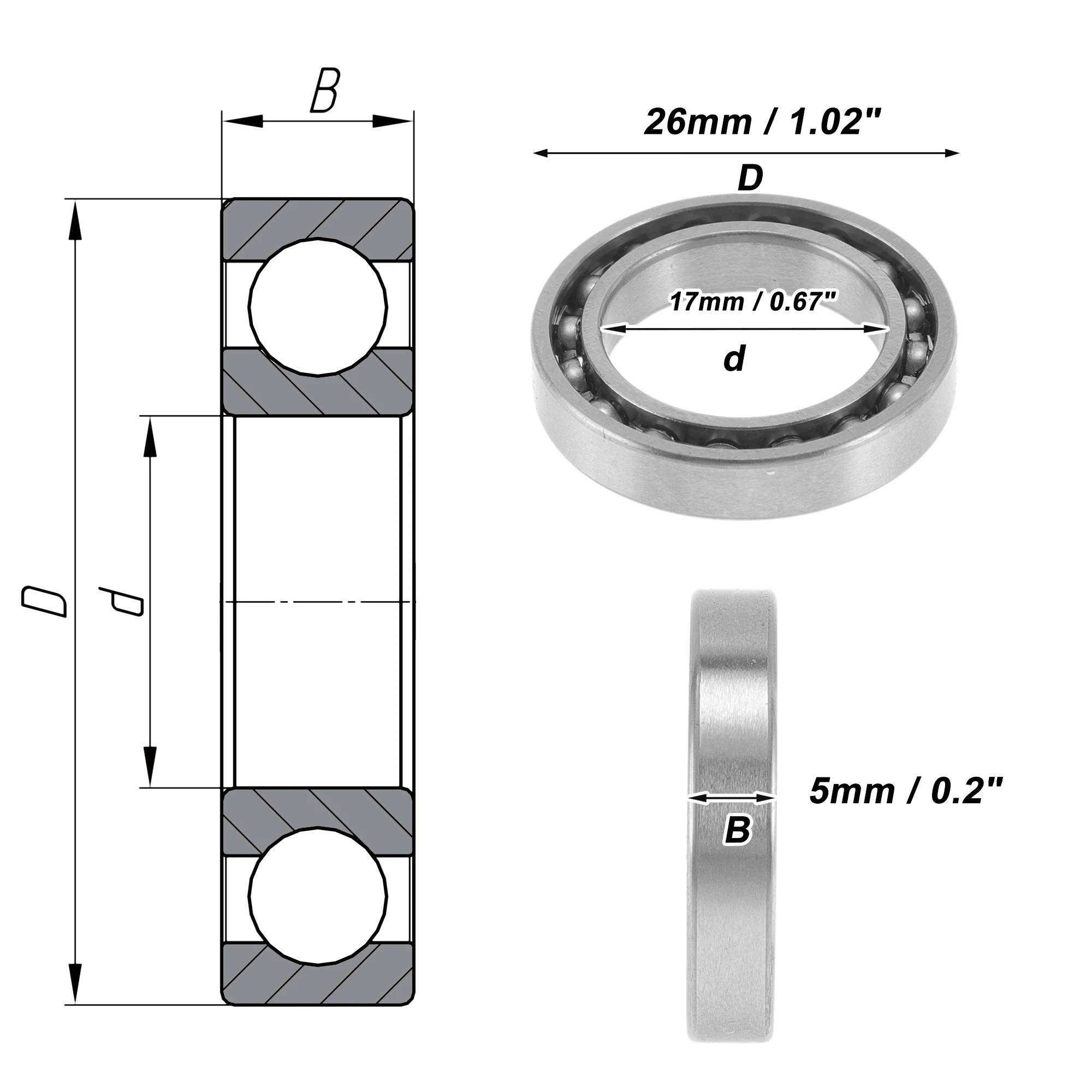 6803 Deep Groove Ball Bearings 17x26x5mm 1Pc Scooter Skateboard Wheel - Image 4
