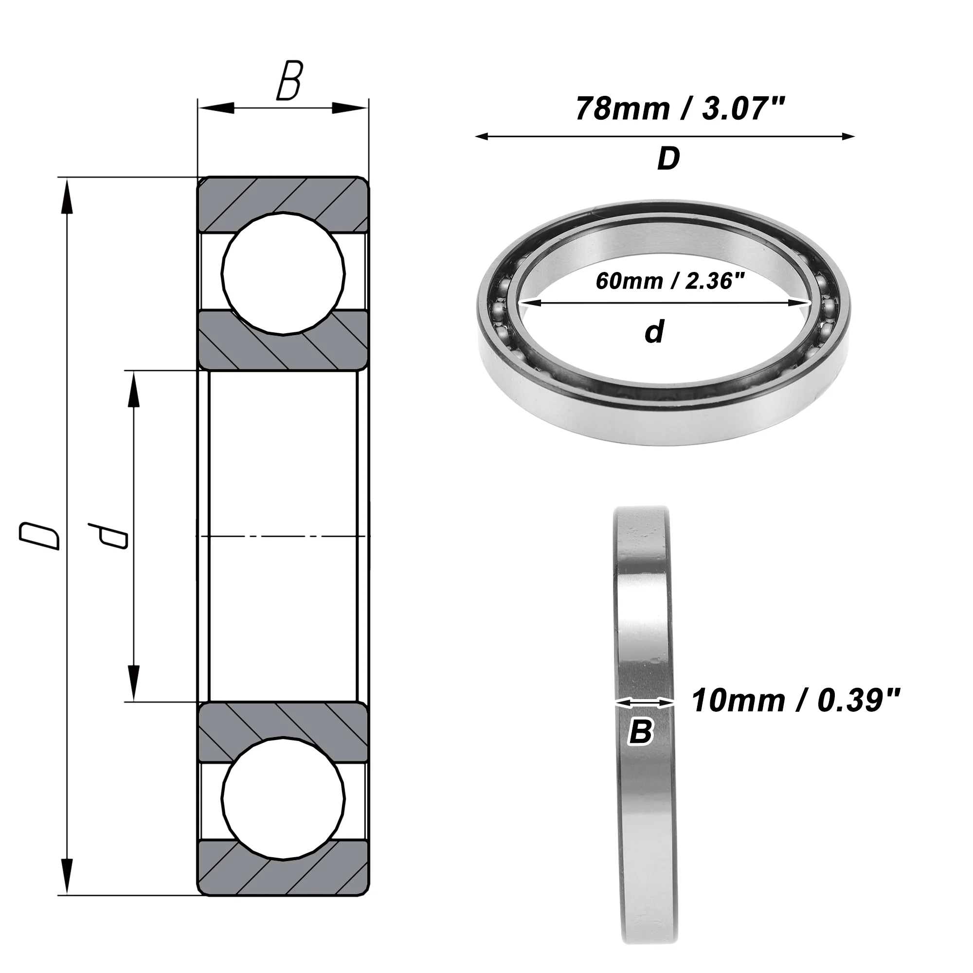 6812 Deep Groove Ball Bearings 60x78x10mm 1Pc Scooter Skateboard Wheel - Image 4