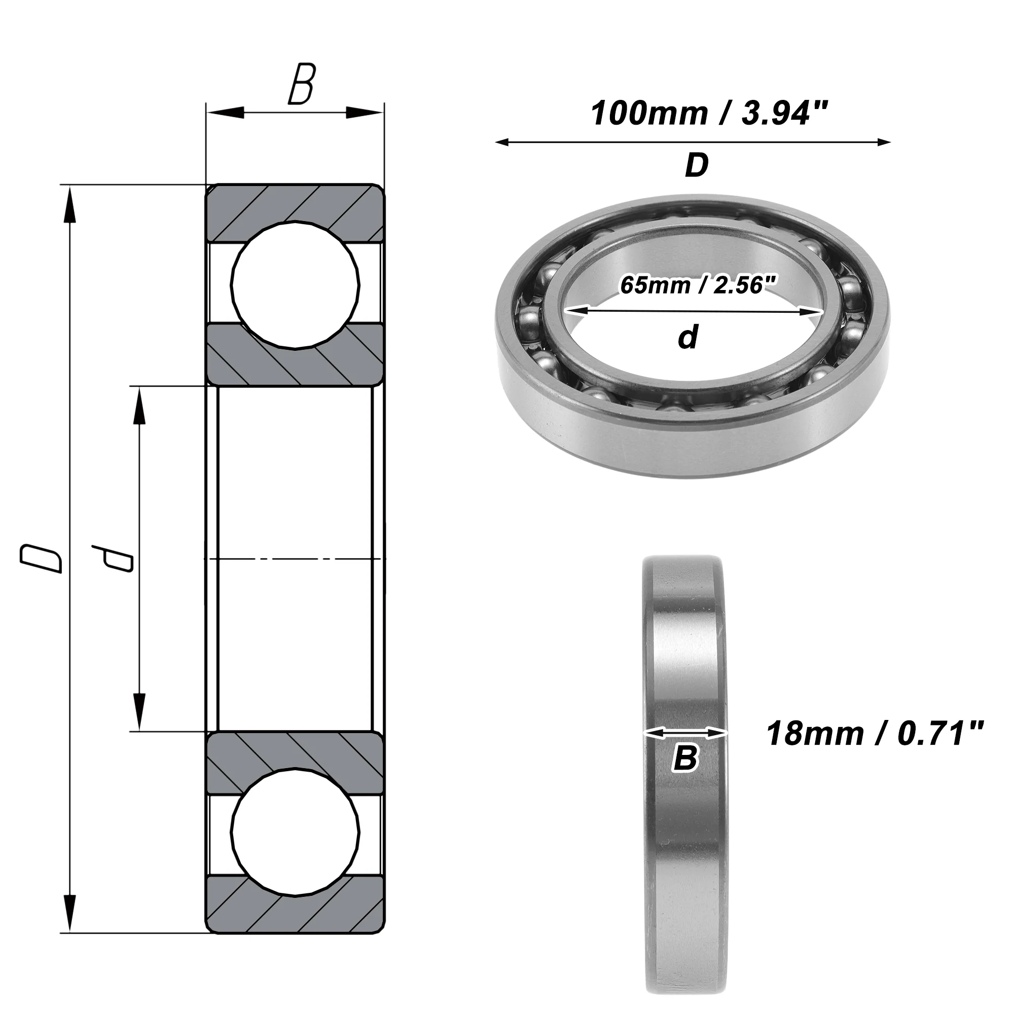 6013 Deep Groove Ball Bearings 65x100x18mm 1Pc Scooter Skateboard Wheel - Image 4