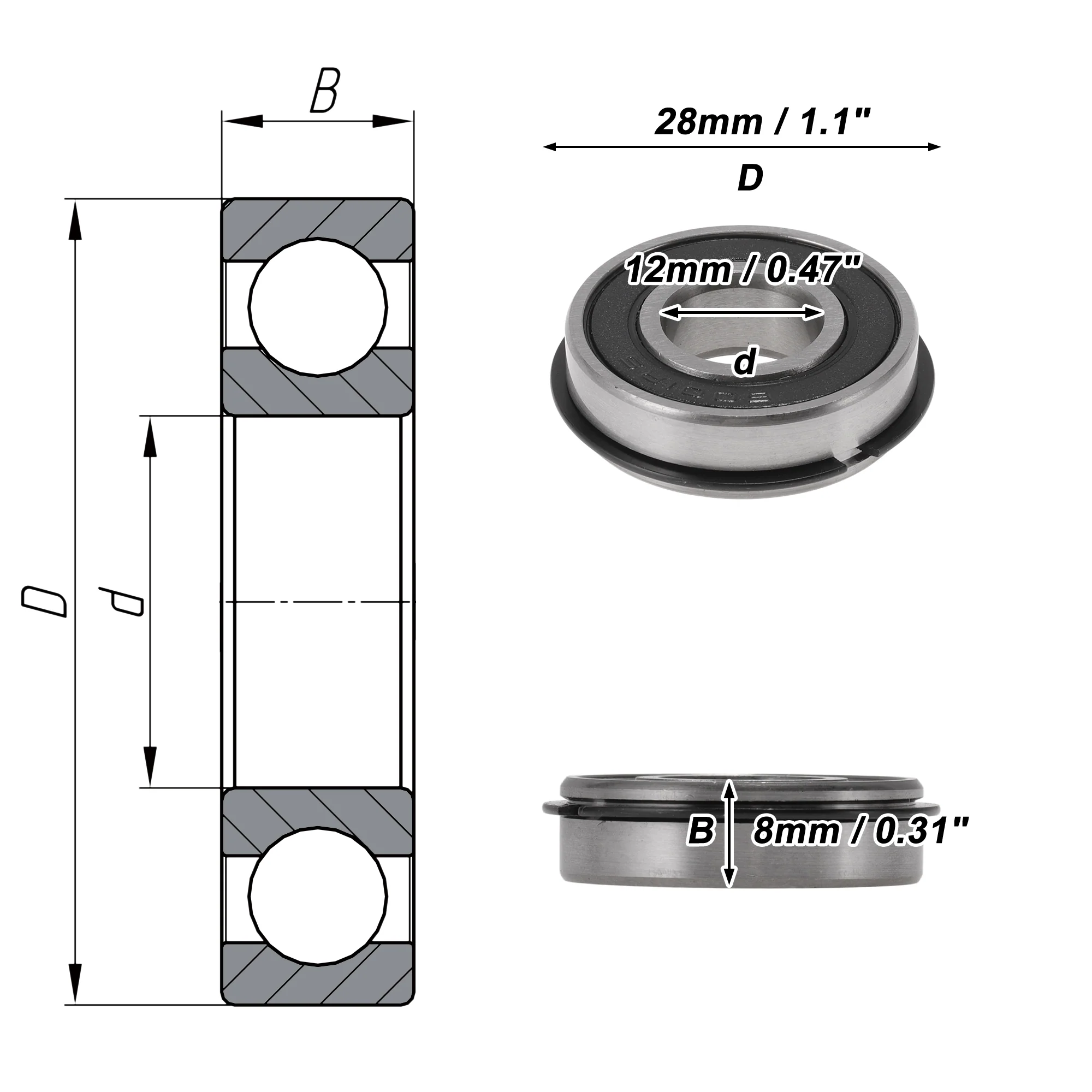 6001NR2RS Deep Groove Ball Bearings 12x28x8mm Scooter Skateboard Wheel - Image 4