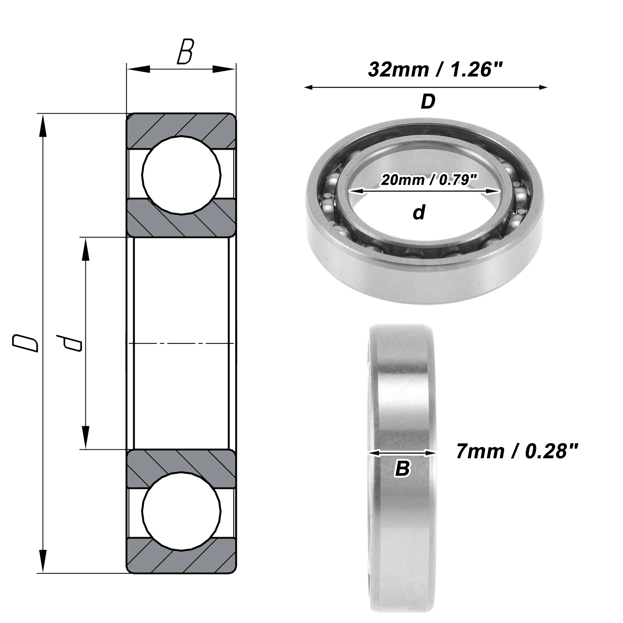 6804 Deep Groove Ball Bearings 20x32x7mm 1Pc Scooter Skateboard Wheel - Image 4