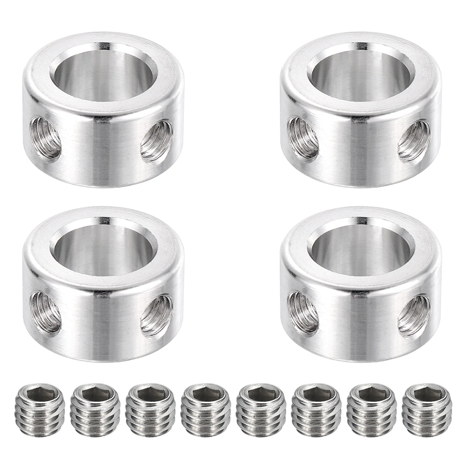 4pcs Stainless Steel Shaft Collar, 13mm ID 22mm OD 12mm Thickness Double Hole