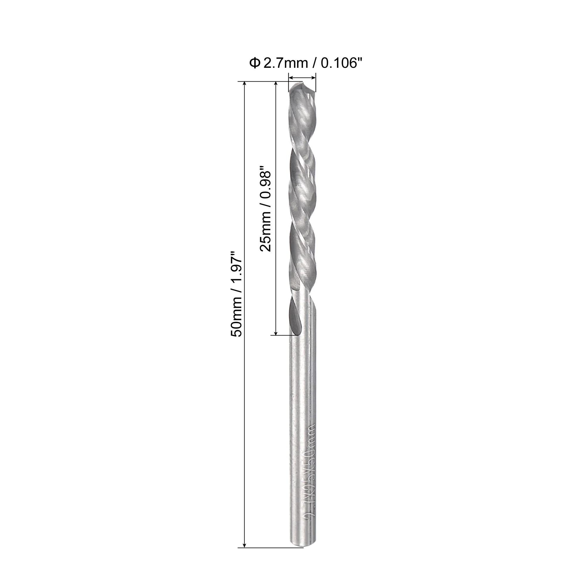 Uxcell 2.7mm Solid Carbide Left Hand Spiral Flutes Twist Drill Bit for Alloy Metal 2pcs - Image 2