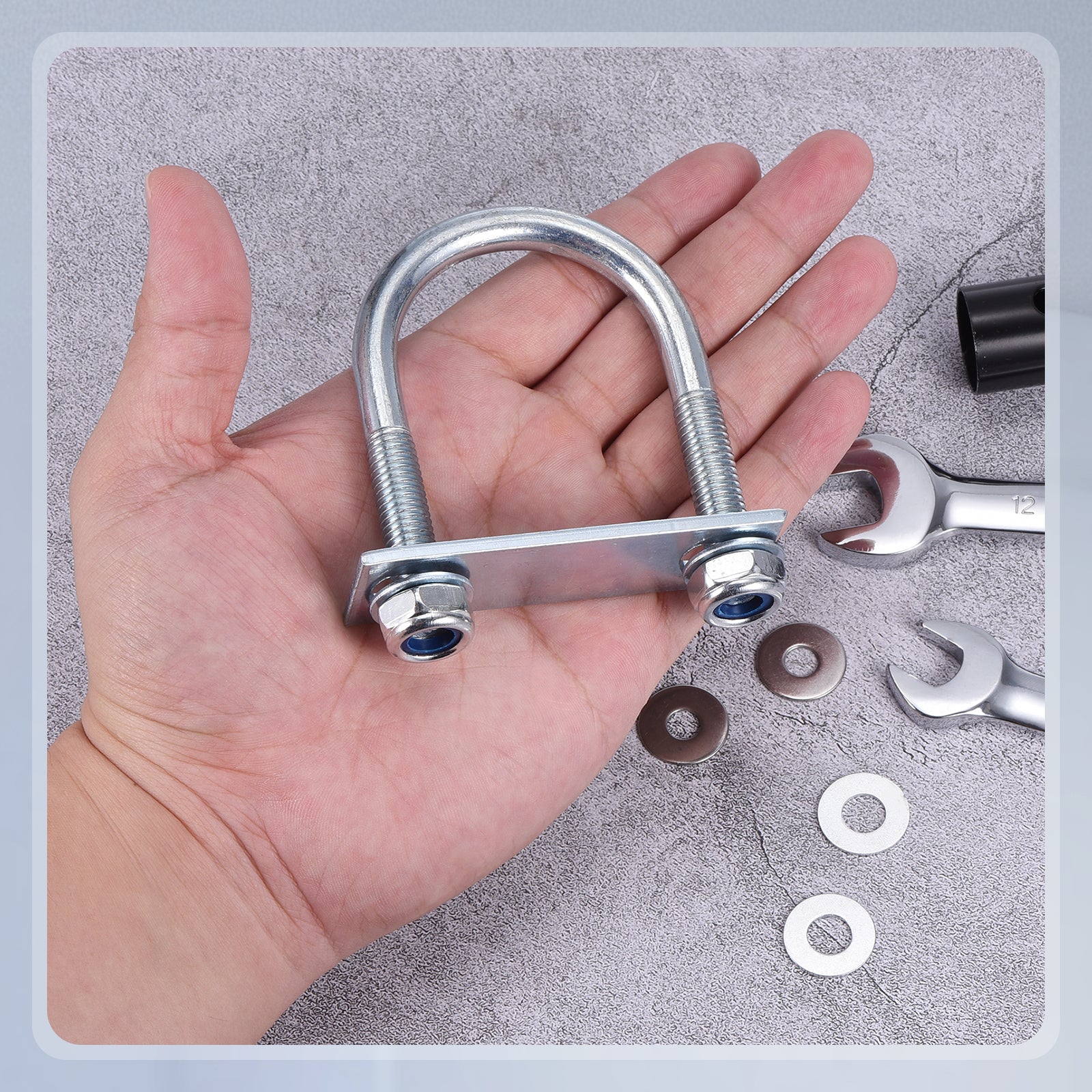 U Bolts Round Kit - U-Bolt Kit with Nuts, Washers, Frame Plate - Good for Pipe, Trailer, Automotive, Leaf Spring - Image 101