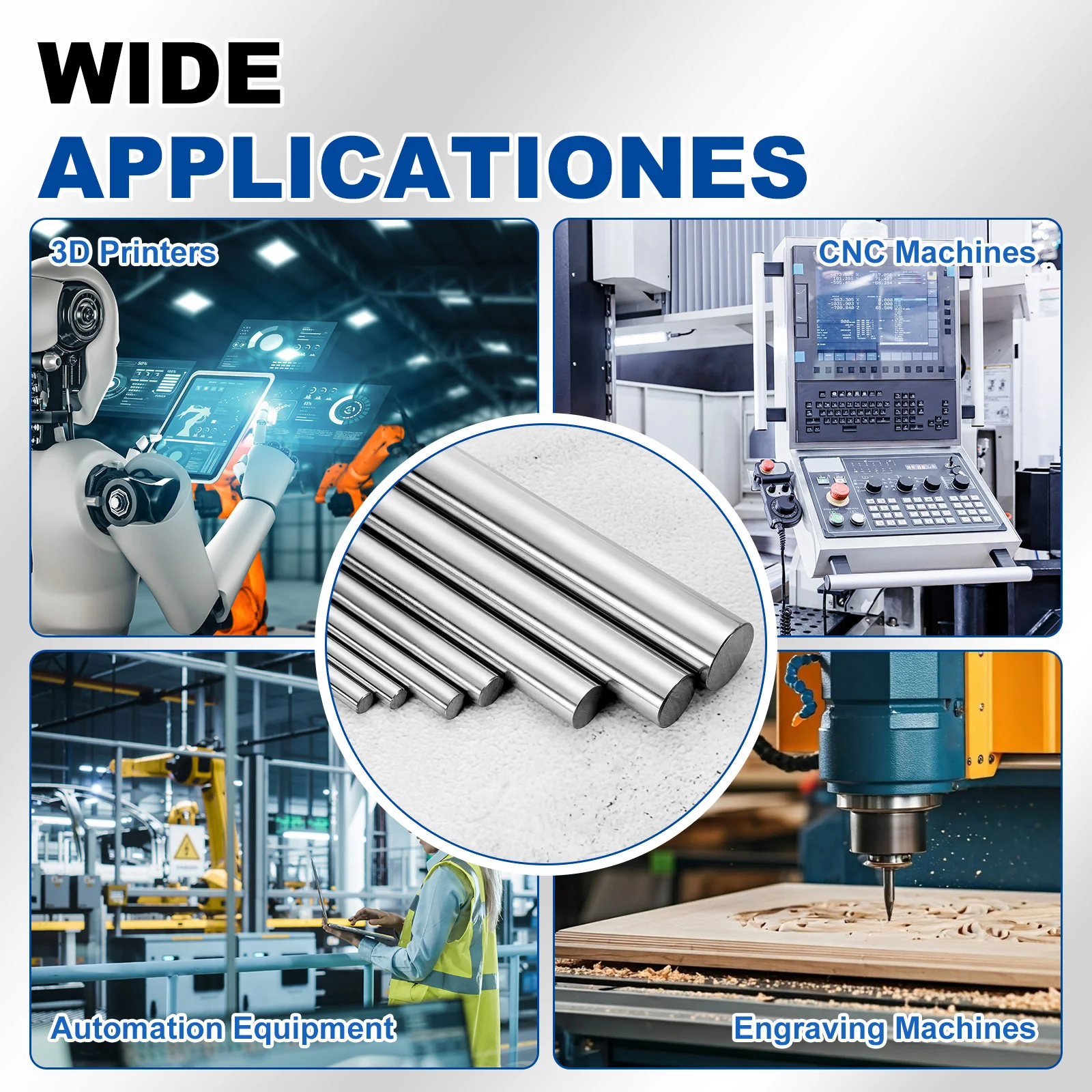 Linear Motion Rods, 2Pcs 16mm x 400mm(0.63"x15.75") Linear Rail Rod Shaft Guide - Image 6