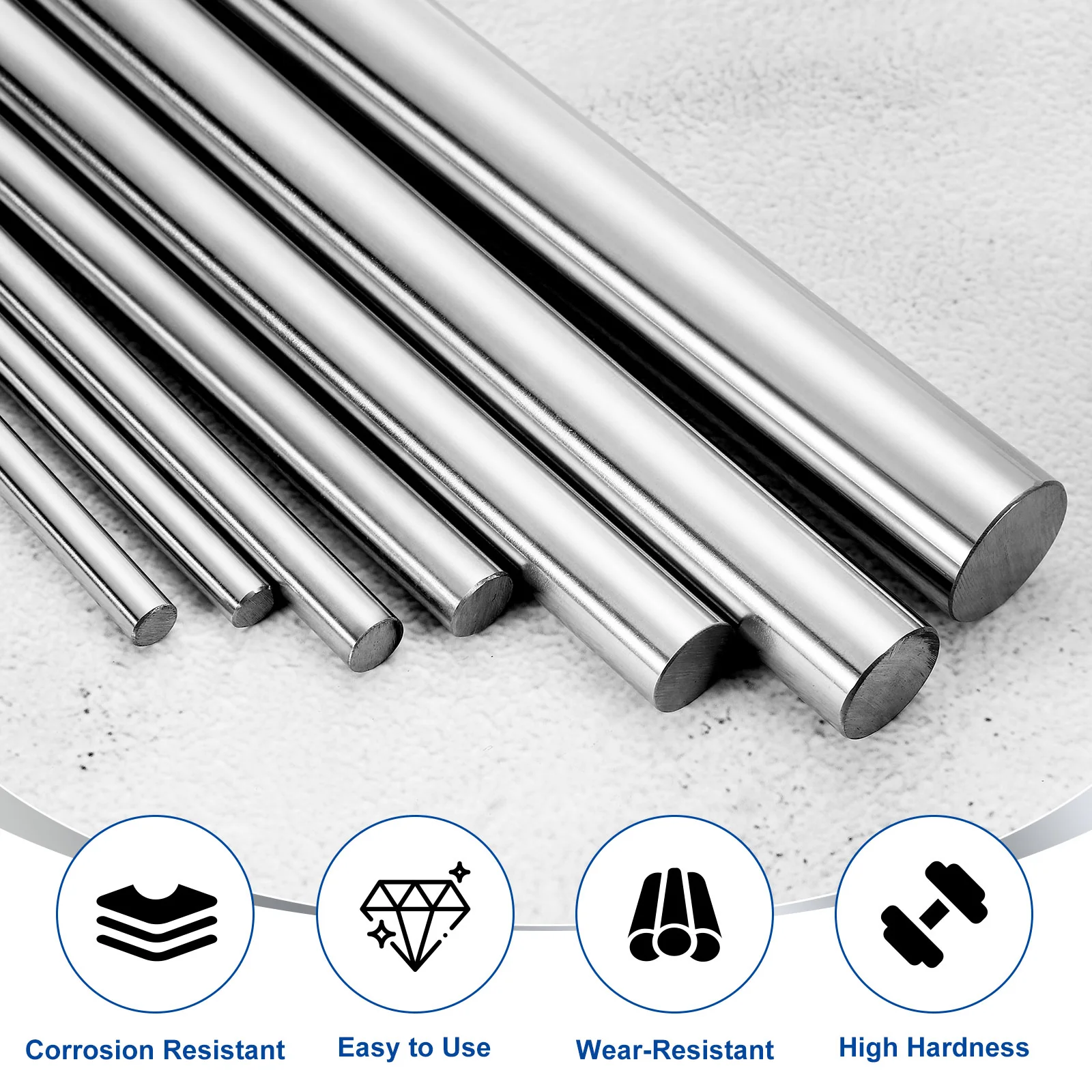 Linear Motion Rods, 2Pcs 6mm x 200mm(0.24"x7.87") Linear Rail Rod Shaft Guide - Image 3