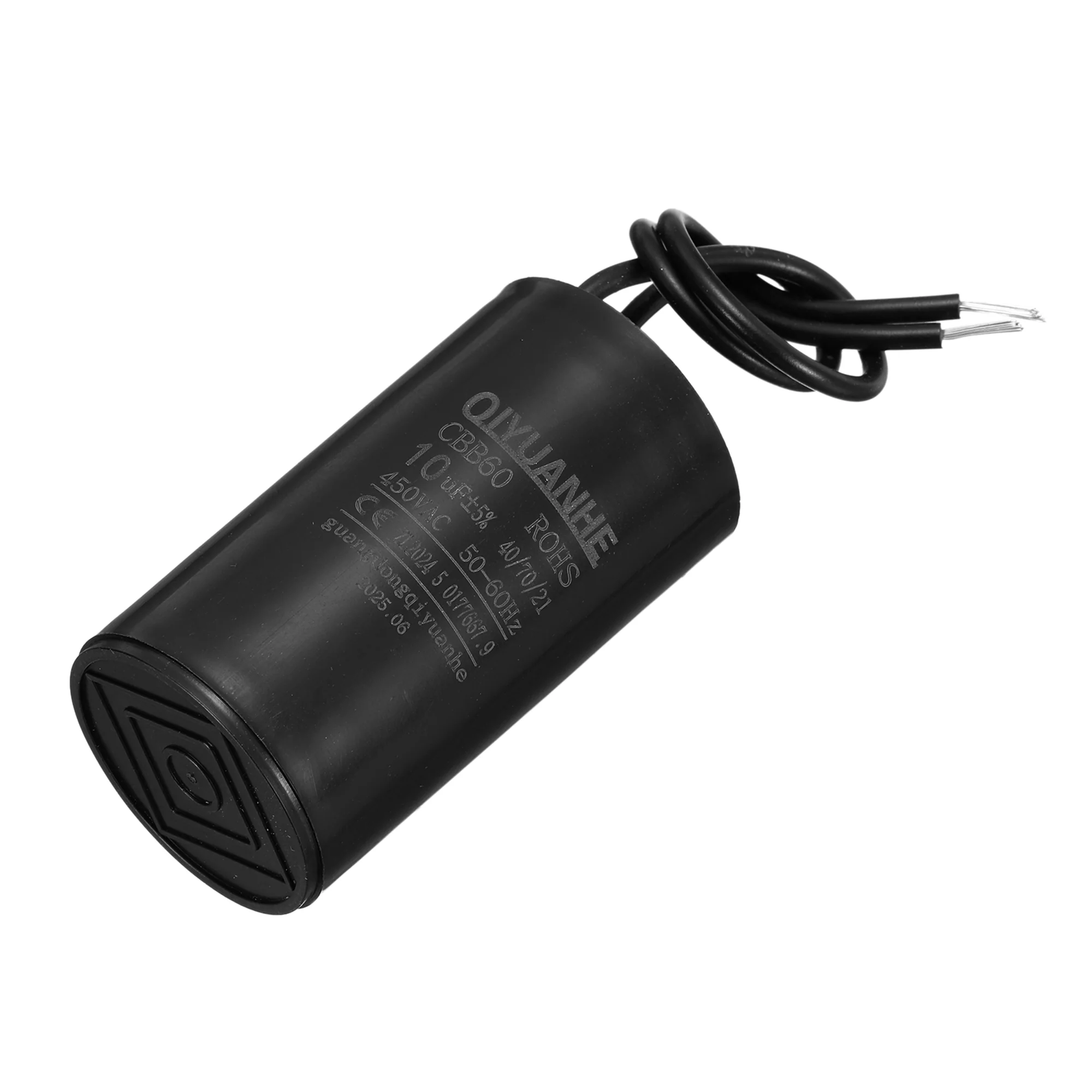 CBB60 Run Capacitor 10uF 450V AC 2 Wires 50/60Hz Cylinder 34x60mmmm