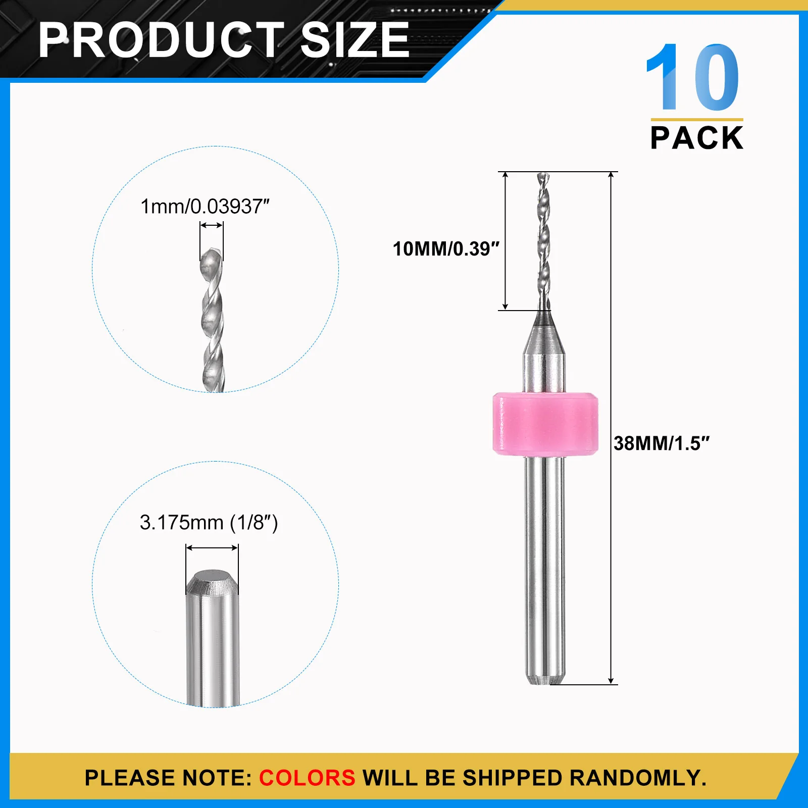 1mm Micro Drill Bits 3.175mm Shank Carbide for Print Circuit Board 10pcs - Image 2
