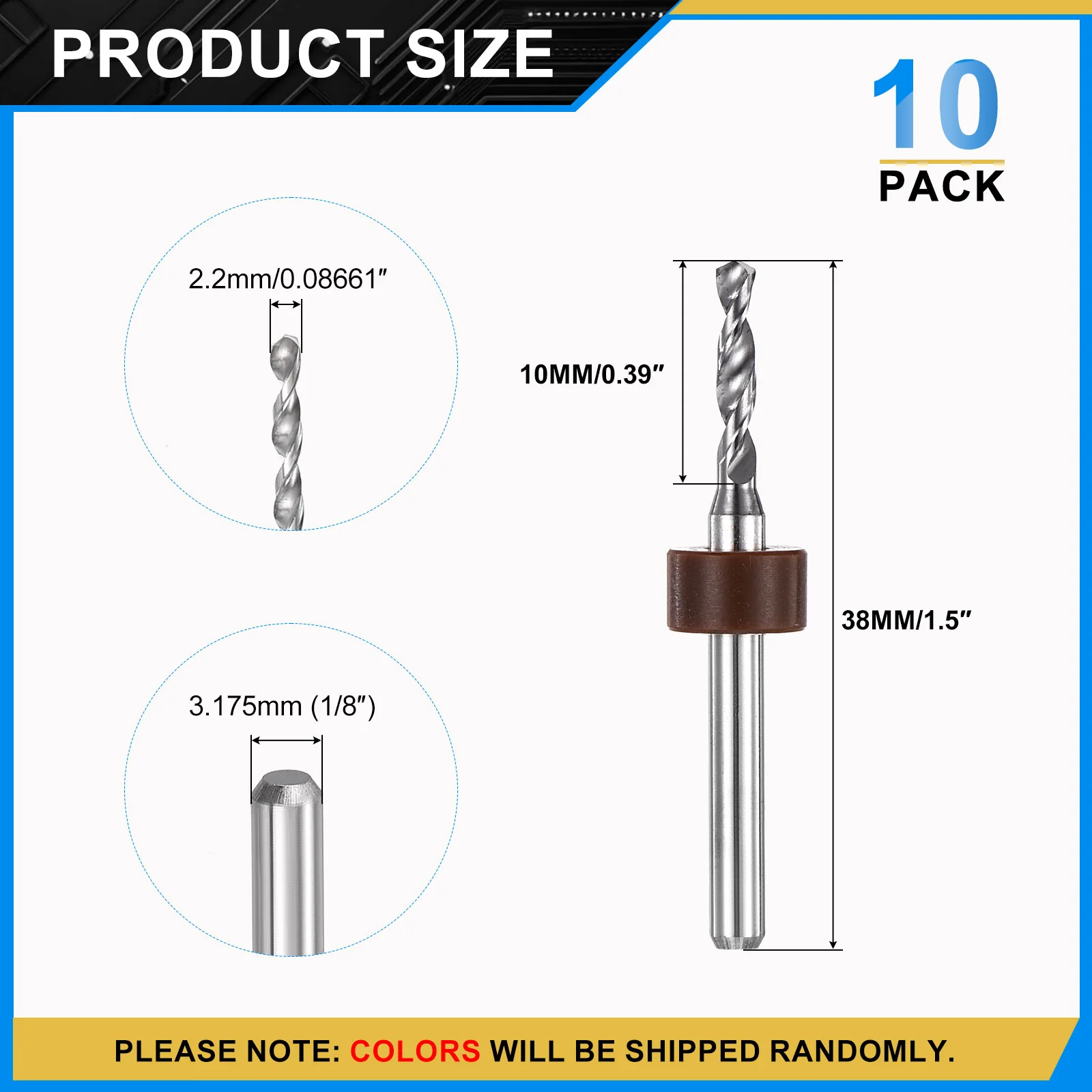 2.2mm Micro Drill Bits 3.175mm Shank Carbide for Print Circuit Board 10pcs - Image 2