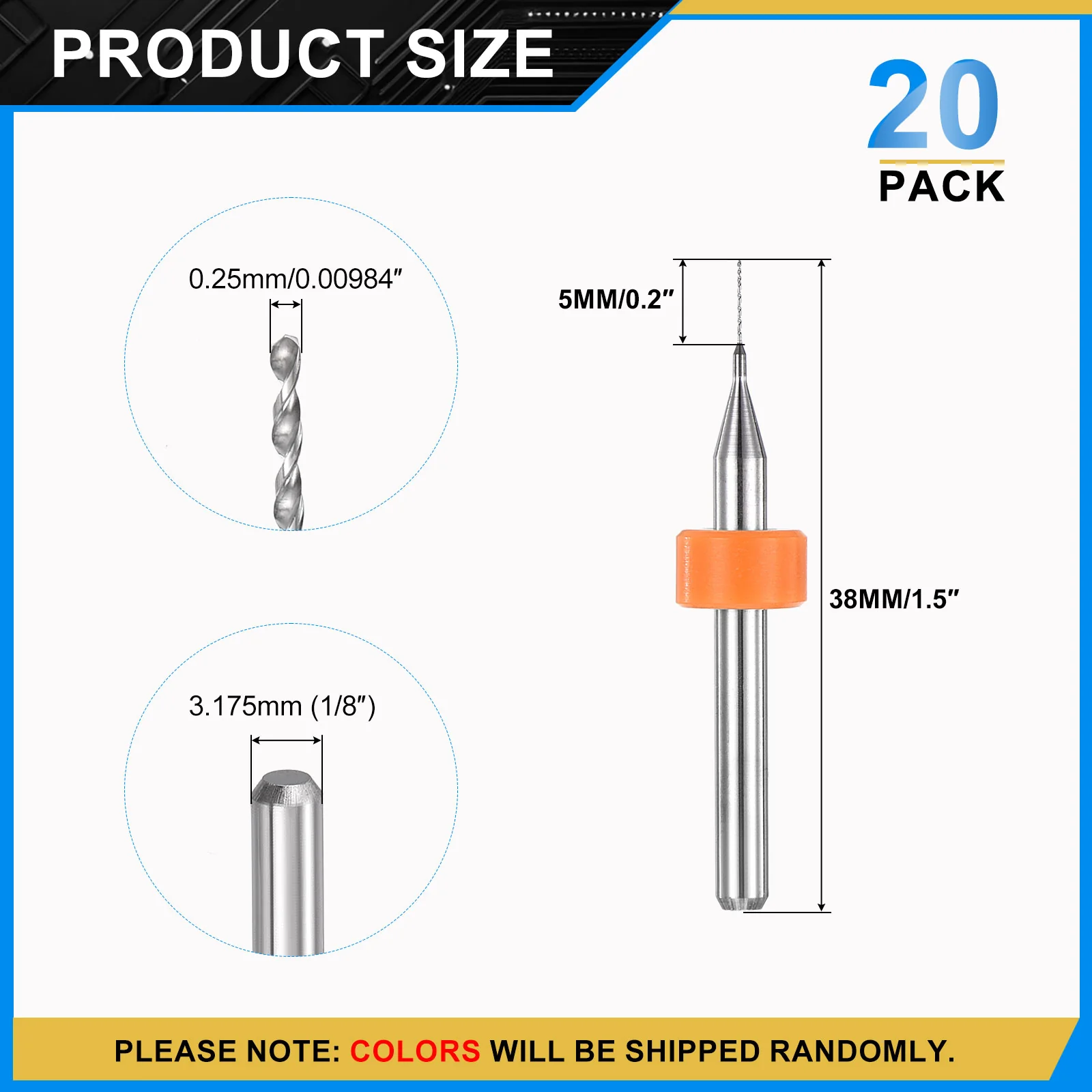 0.25mm Micro Drill Bits 3.175mm Shank Carbide for Print Circuit Board 20pcs - Image 2