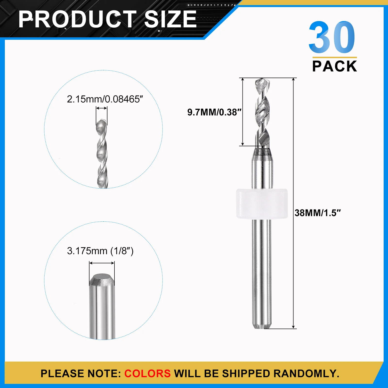 2.15mm Micro Drill Bits 3.175mm Shank Carbide for Print Circuit Board 30pcs - Image 2