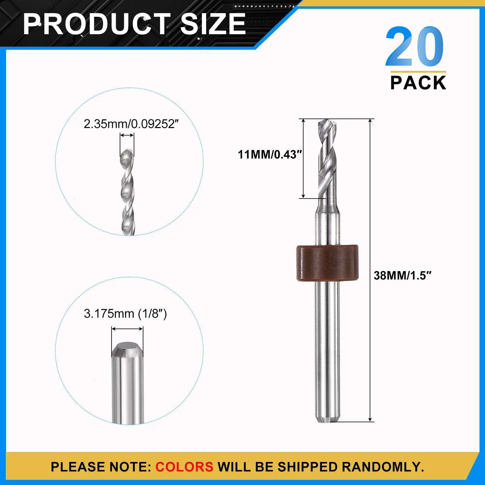 2.35mm Micro Drill Bits 3.175mm Shank Carbide for Print Circuit Board 20pcs - Image 2