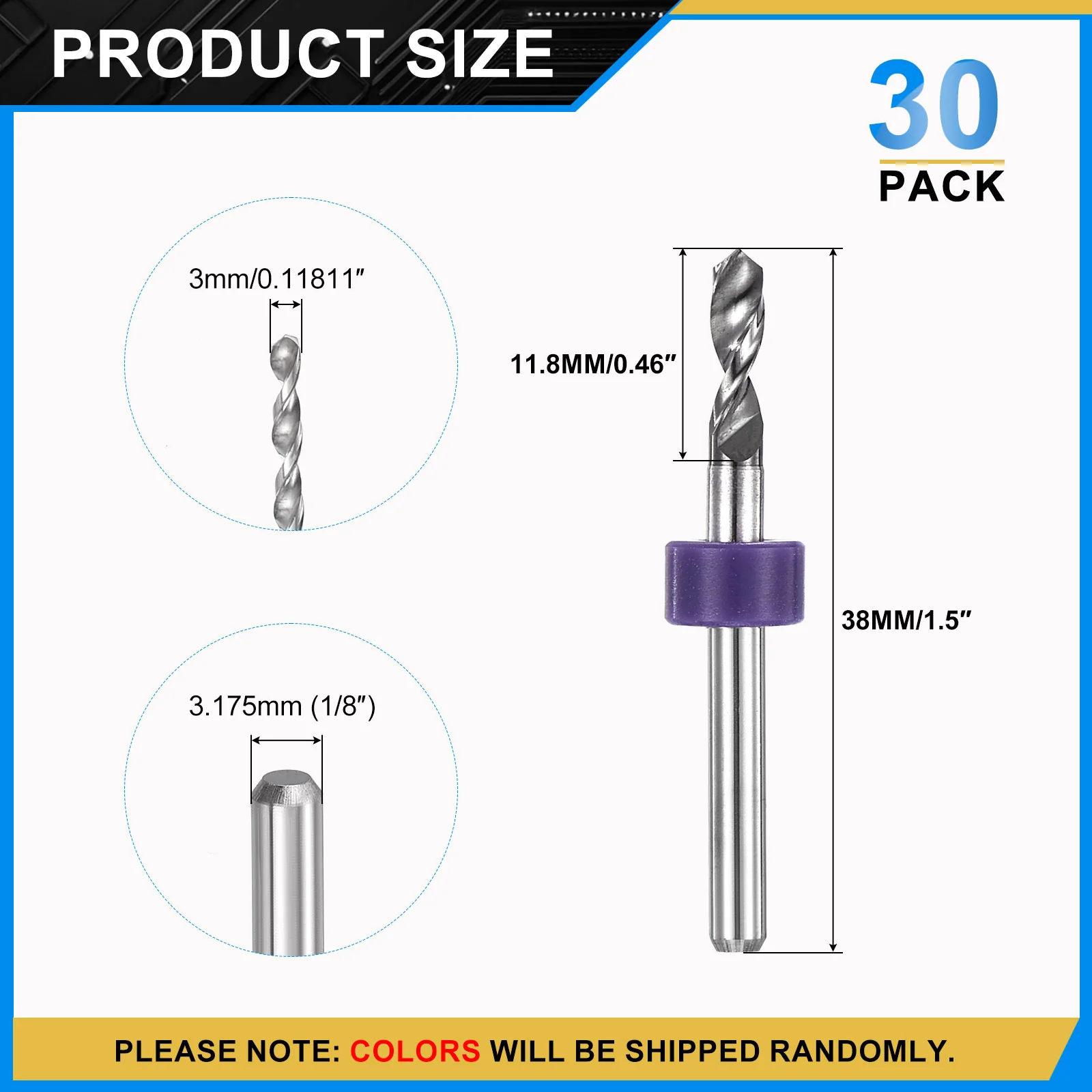3mm Micro Drill Bits 3.175mm Shank Carbide for Print Circuit Board 30pcs - Image 2