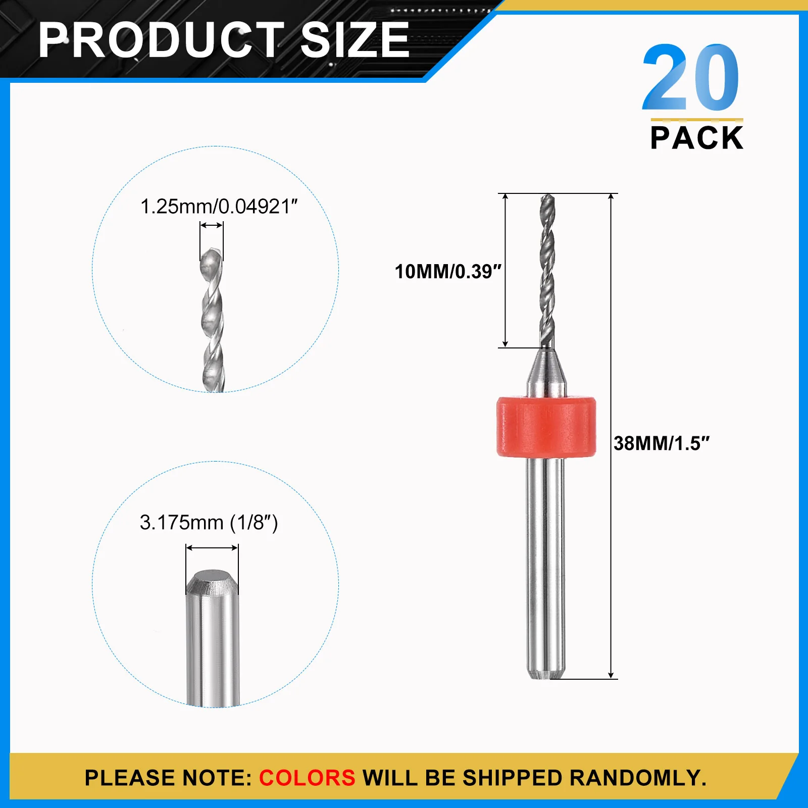 1.25mm Micro Drill Bits 3.175mm Shank Carbide for Print Circuit Board 20pcs - Image 2