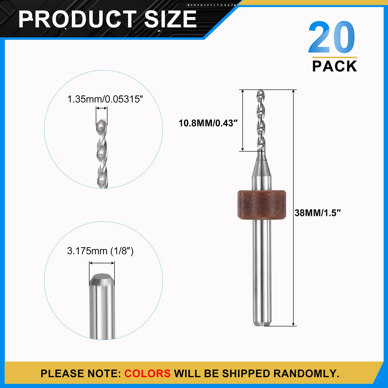 1.35mm Micro Drill Bits 3.175mm Shank Carbide for Print Circuit Board 20pcs - Image 2