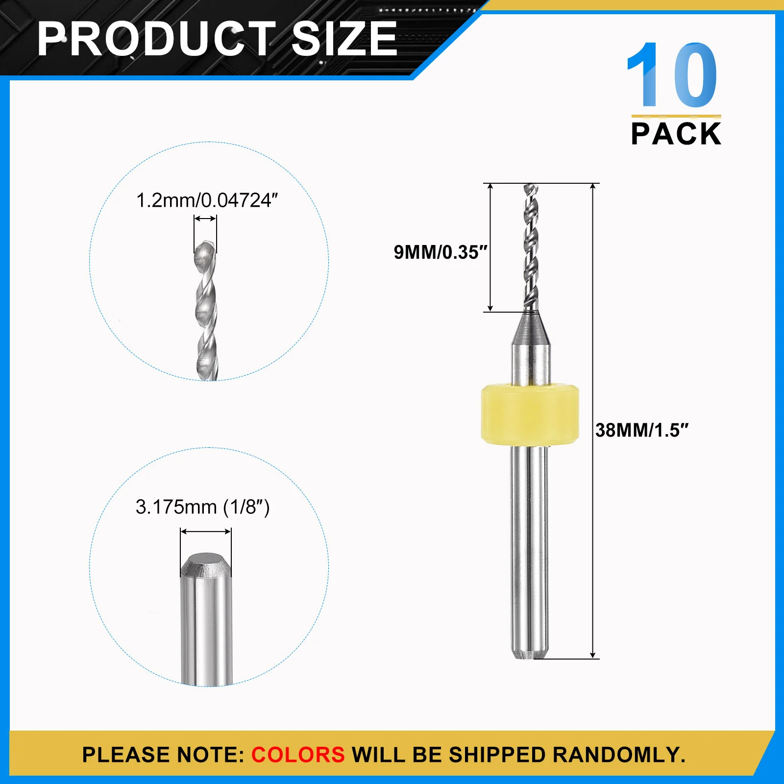 1.2mm Micro Drill Bits 3.175mm Shank Carbide for Print Circuit Board 10pcs - Image 2