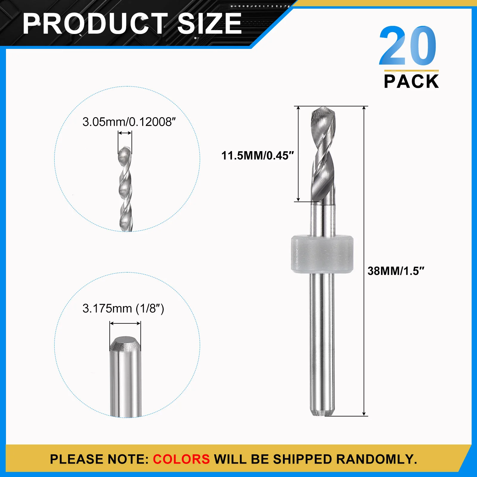 3.05mm Micro Drill Bits 3.175mm Shank Carbide for Print Circuit Board 20pcs - Image 2
