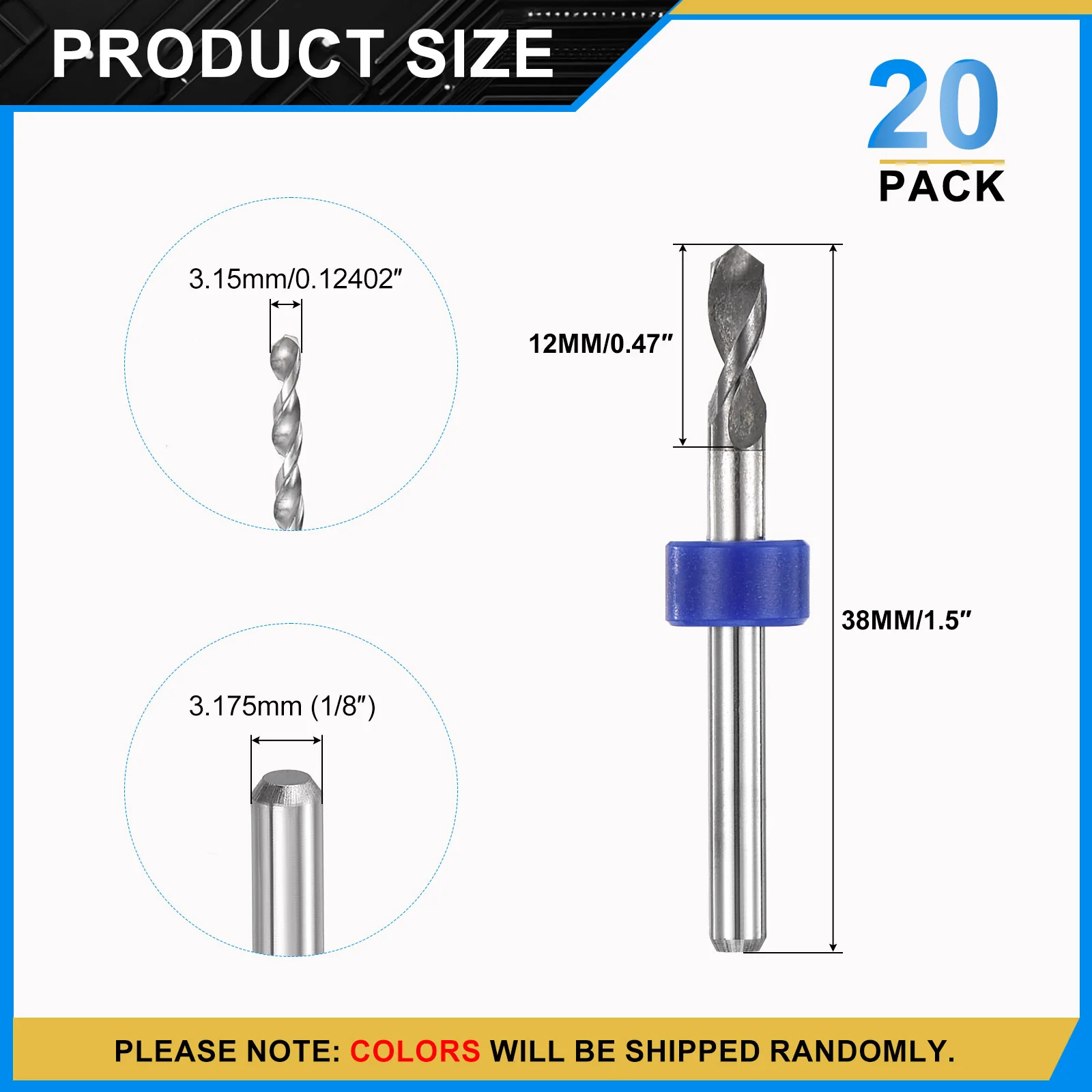3.15mm Micro Drill Bits 3.175mm Shank Carbide for Print Circuit Board 20pcs - Image 2