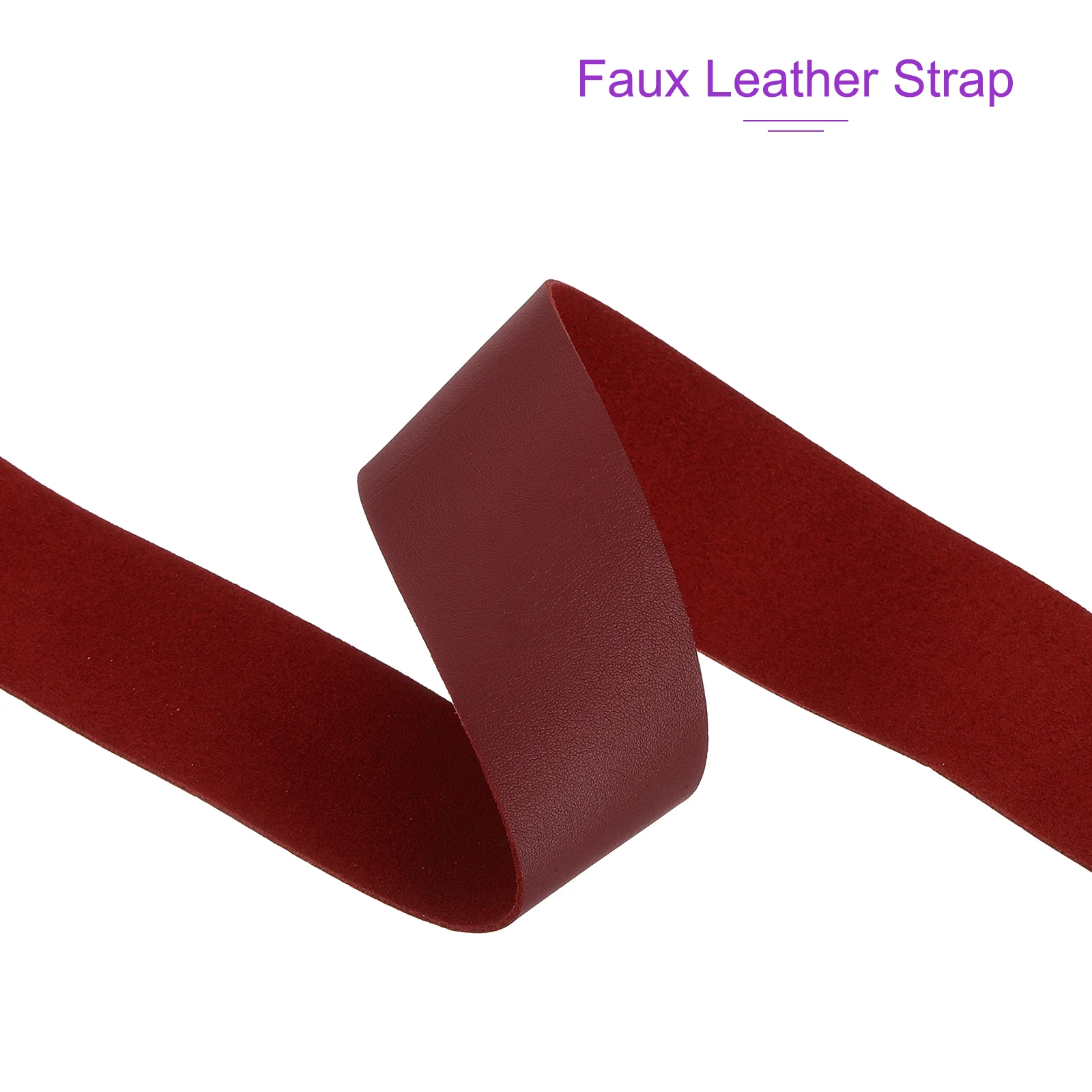 Dark Red Faux Leather Strap 2 Inch Wide 78 Inch Long 1.3mm Thick - Image 4