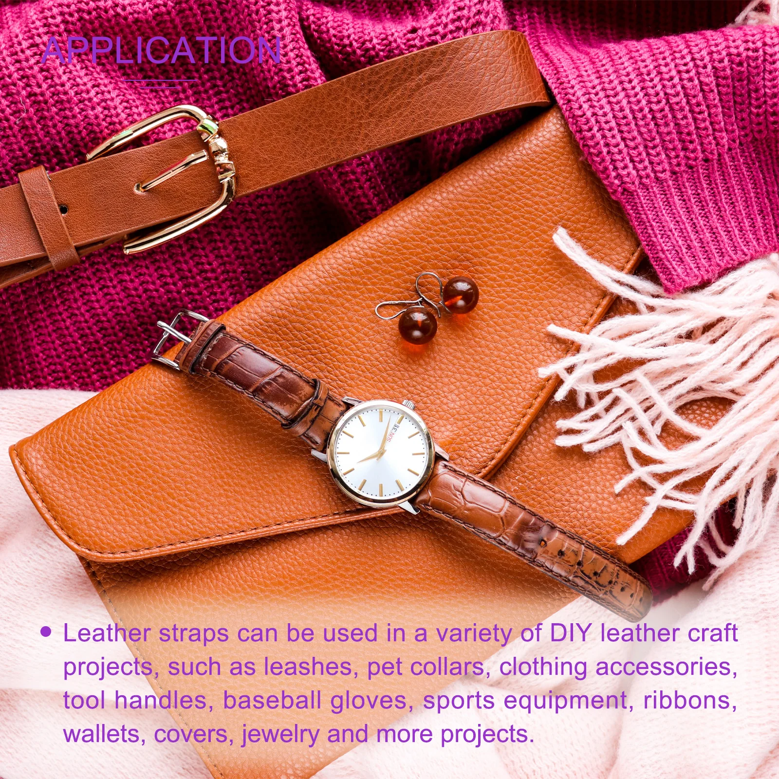 Light Brown Faux Leather Strap 2 Inch Wide 78 Inch Long 1.3mm Thick - Image 2