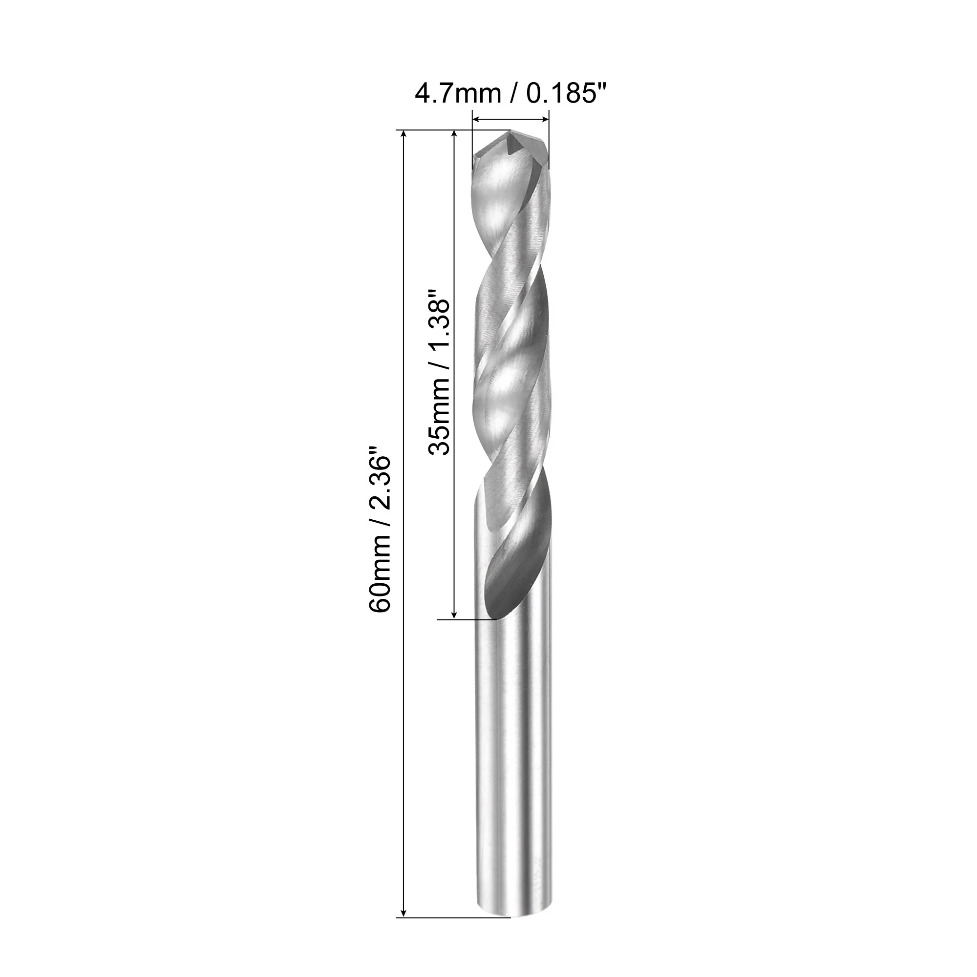 Uxcell 4.7mm Carbide Spiral Flute Straight Shank Twist Drill Bit for Stainless Steel - Image 2