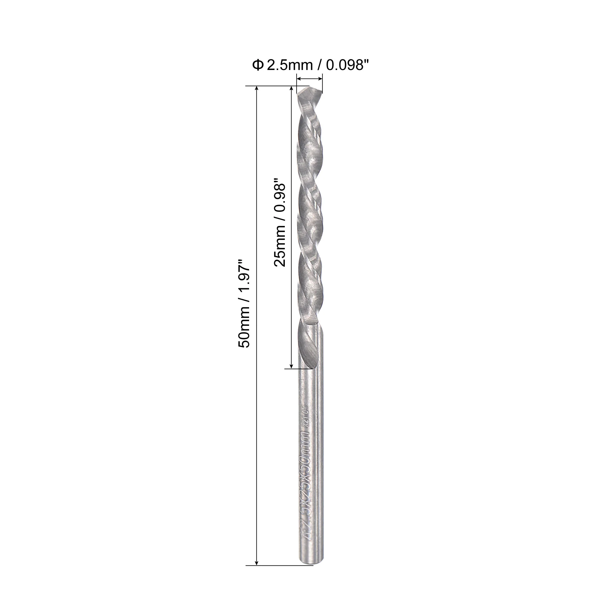 Uxcell 2.5mm Solid Carbide Left Hand Spiral Flutes Twist Drill Bit for Alloy Metal 2pcs - Image 2