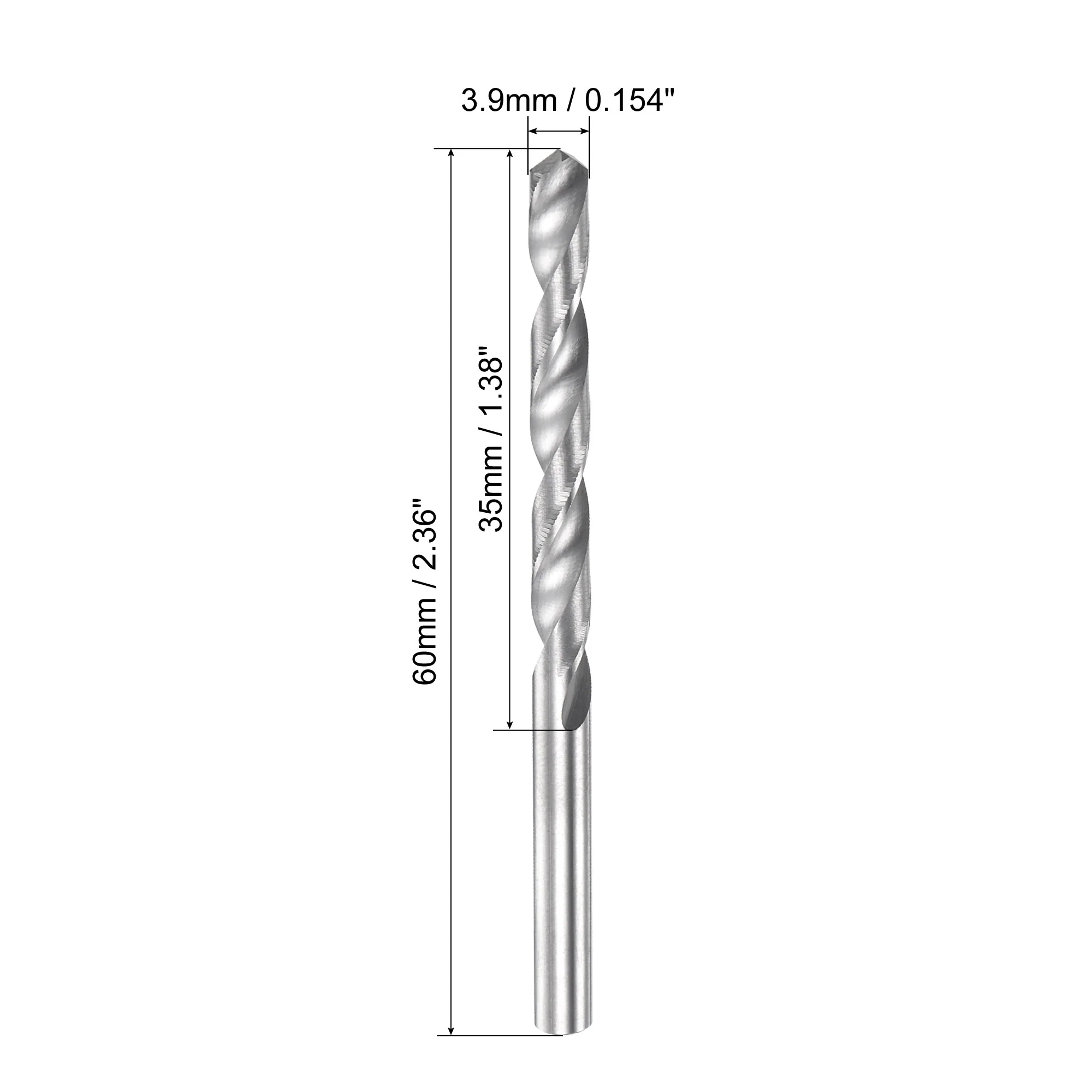 Uxcell 3.9mm Carbide Spiral Flute Straight Shank Twist Drill Bit for Stainless Steel - Image 2