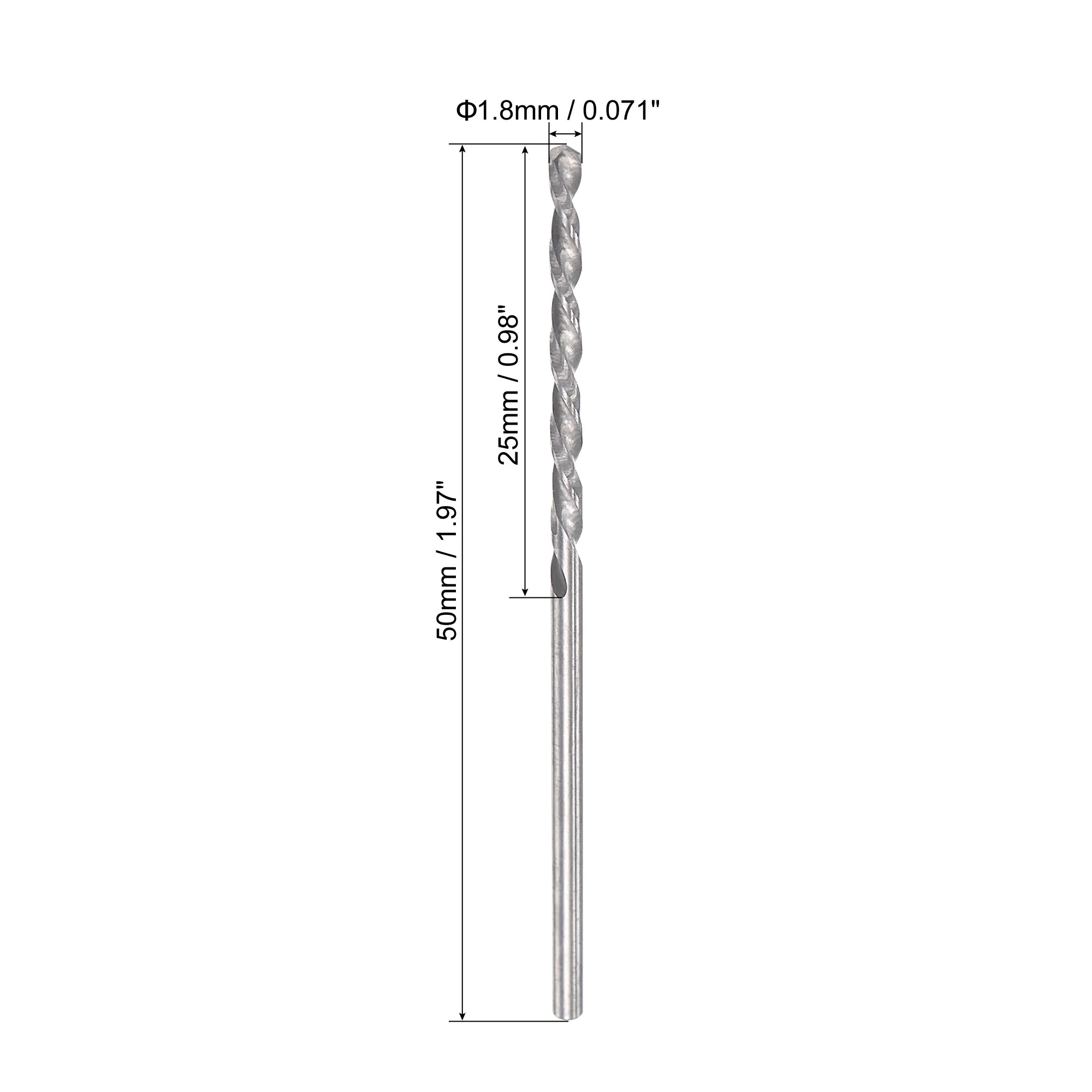 Uxcell 1.8mm Solid Carbide Left Hand Spiral Flutes Twist Drill Bit for Alloy Metal - Image 2