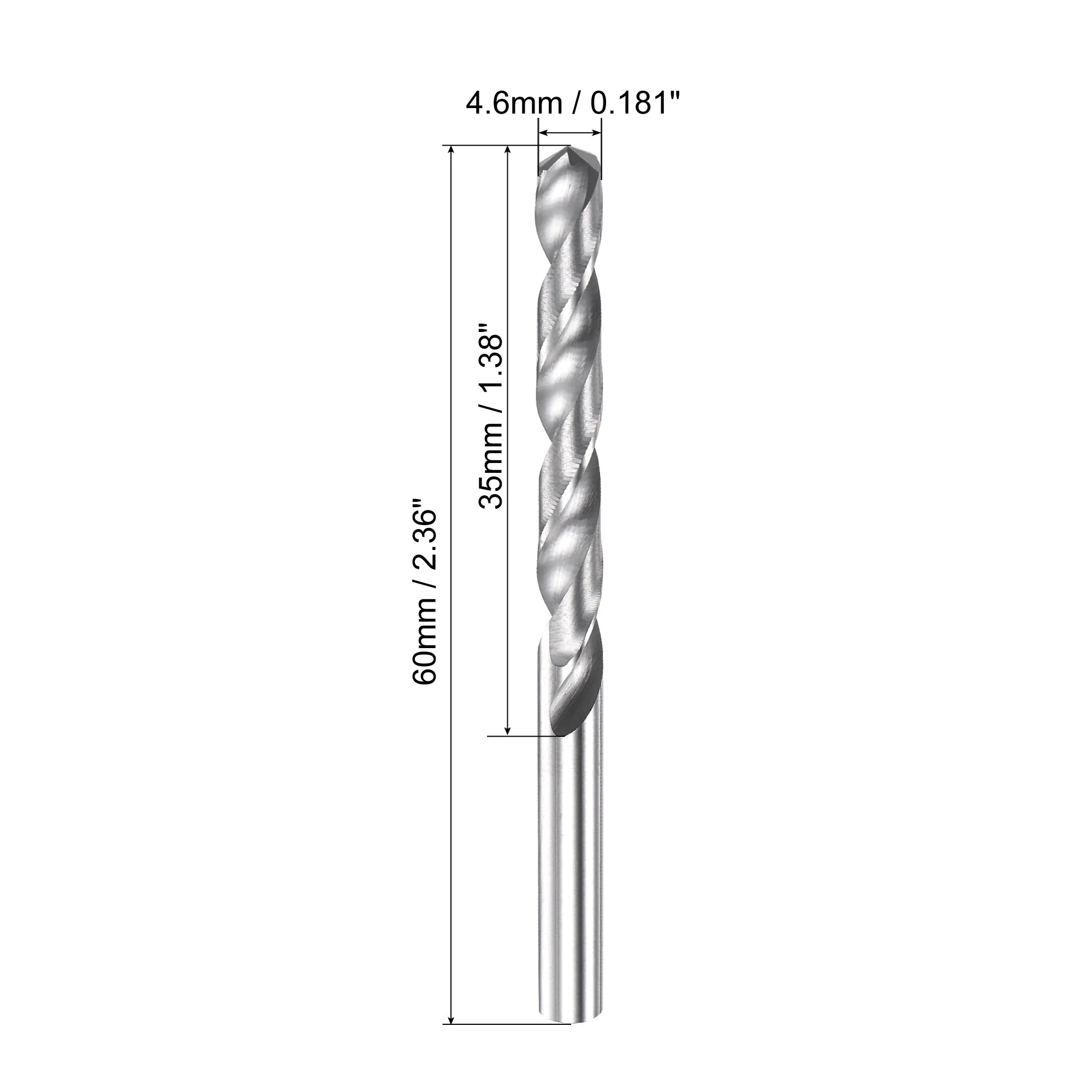 Uxcell 4.6mm Carbide Spiral Flute Straight Shank Twist Drill Bit for Stainless Steel - Image 2