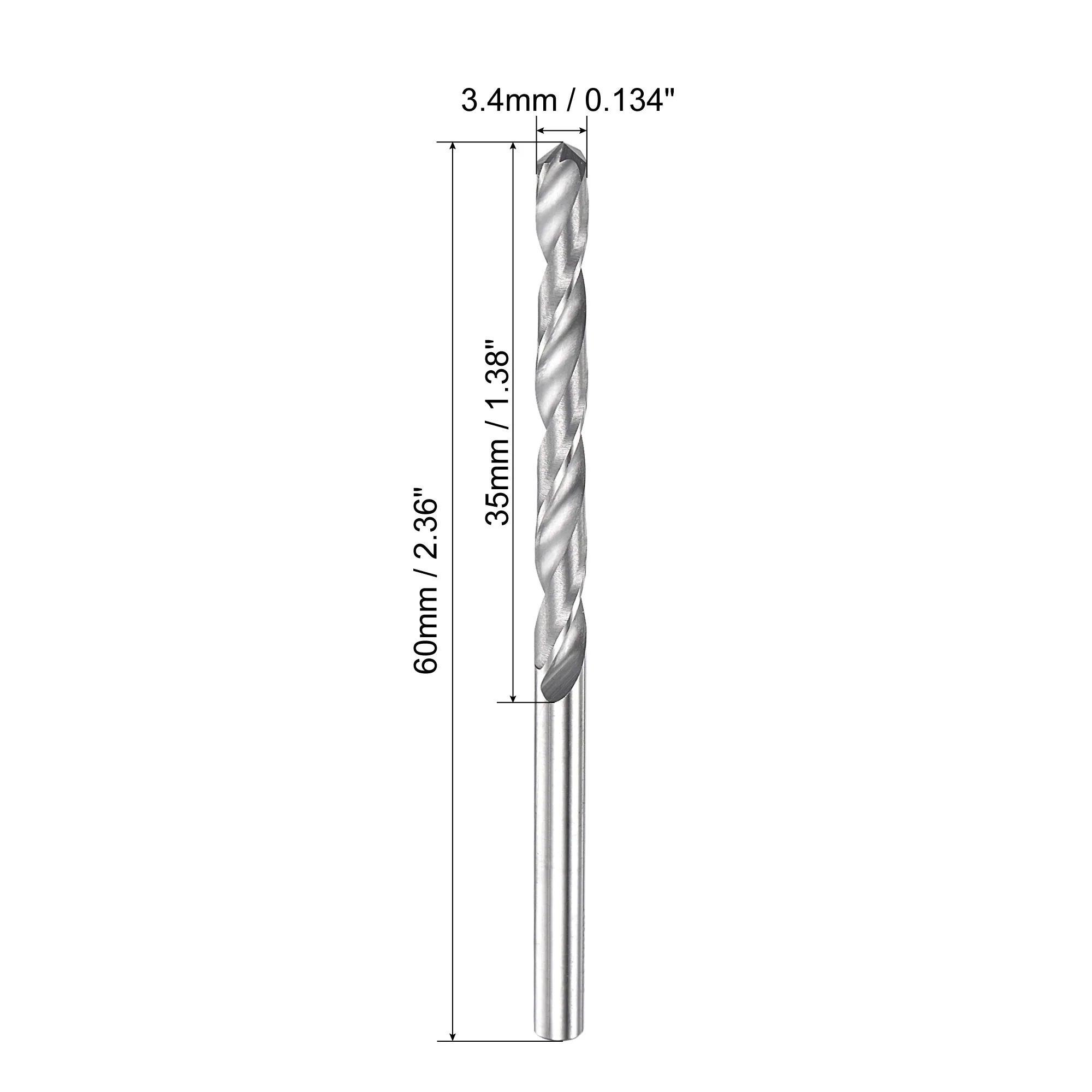 Uxcell 3.4mm Carbide Spiral Flute Straight Shank Twist Drill Bit for Stainless Steel - Image 2