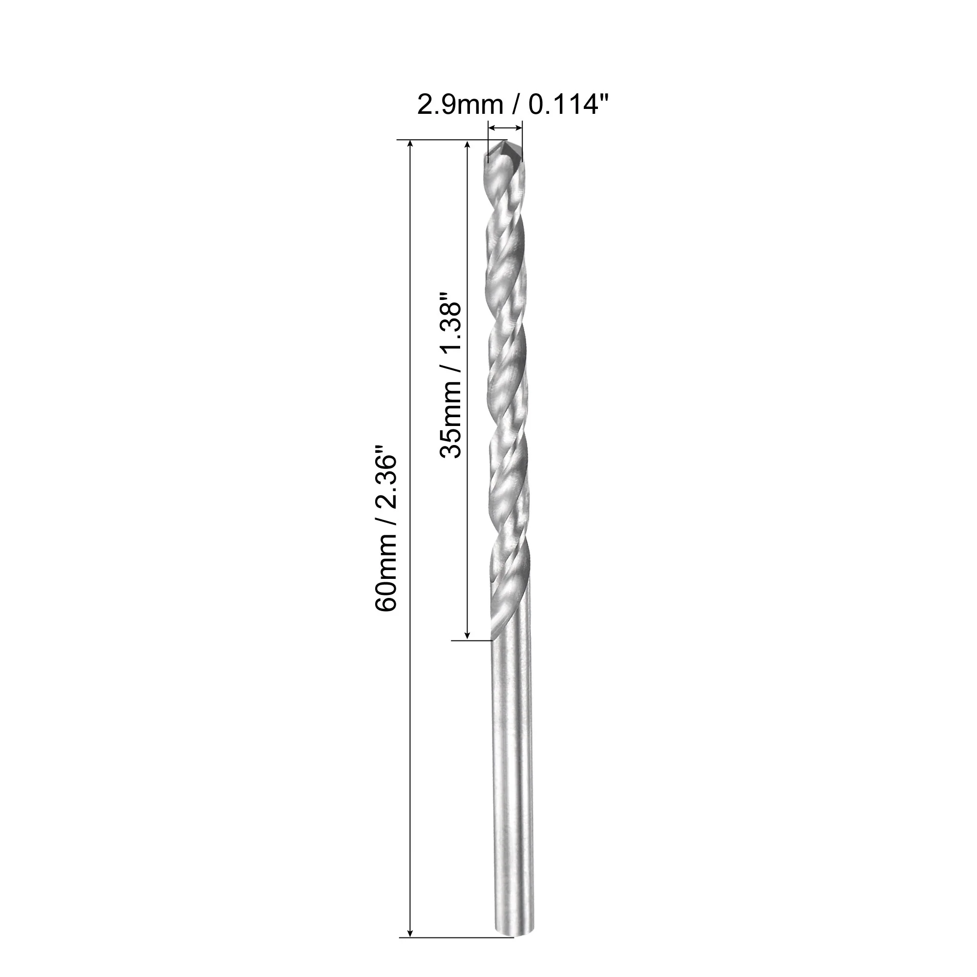 Uxcell 2.9mm Carbide Spiral Flute Straight Shank Twist Drill Bit for Stainless Steel - Image 2