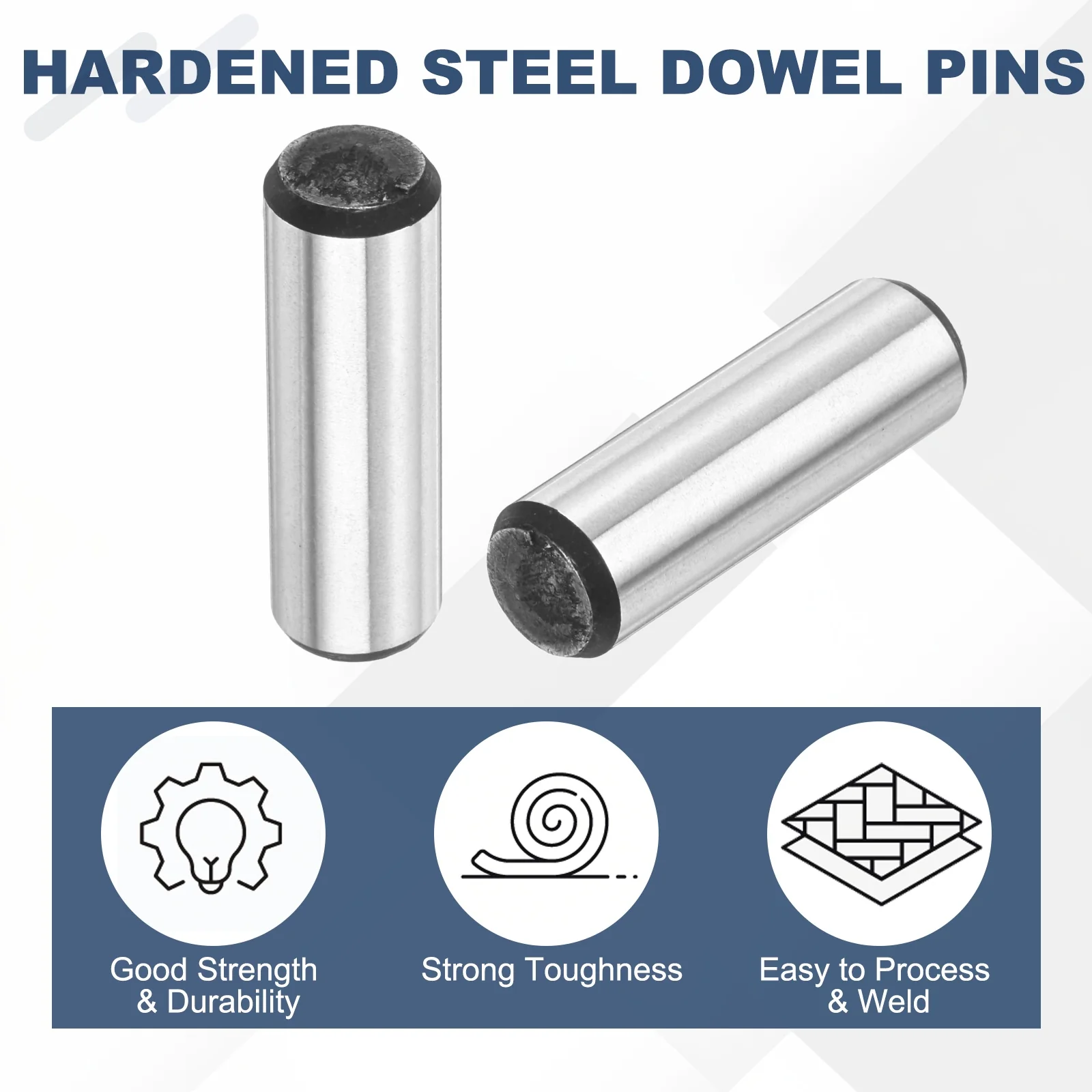 5 Pcs Carbon Steel Dowel Pins, 5/16" x 1" Round Steel Metal Rods, Silver - Image 4