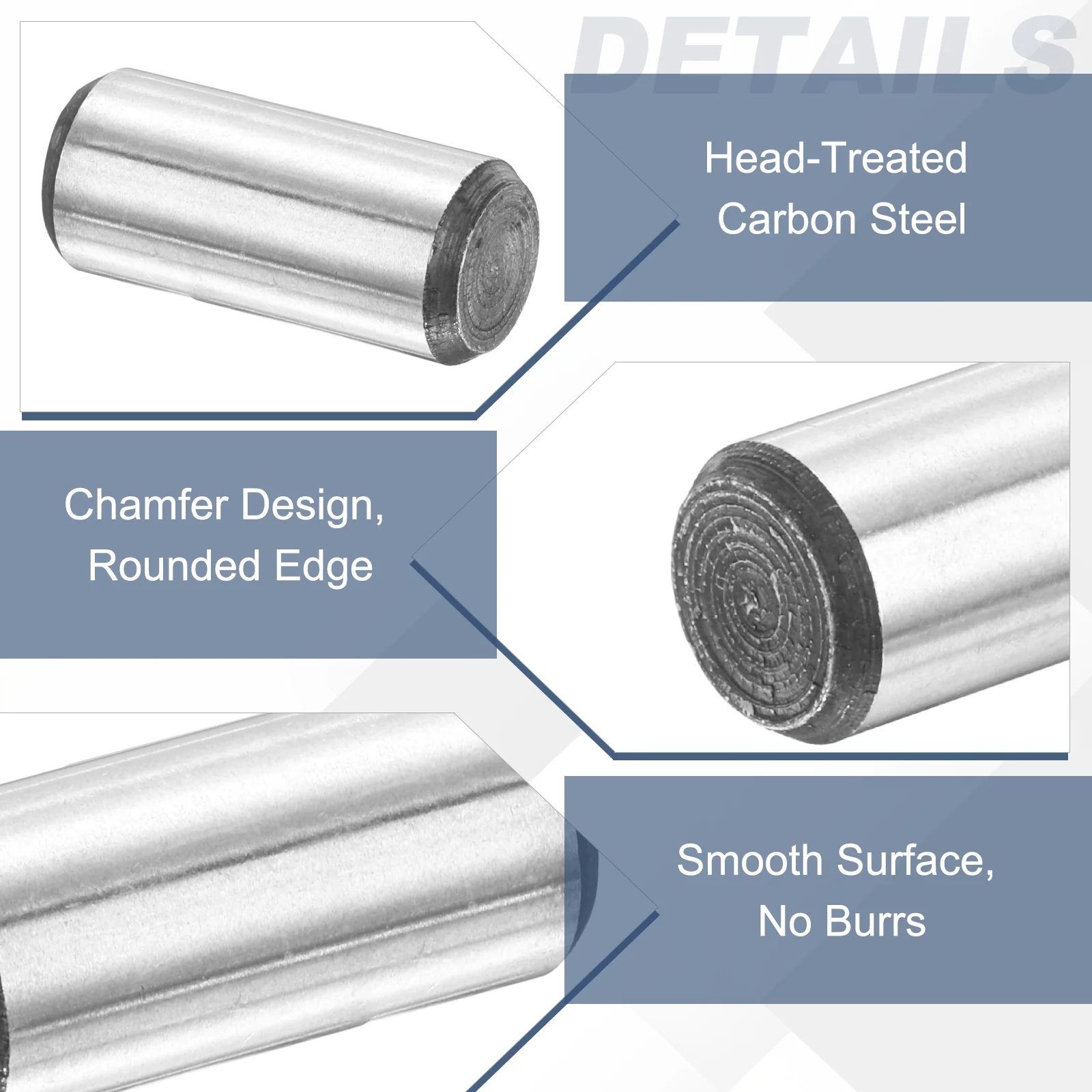 5 Pcs Carbon Steel Dowel Pins, 5/16" x 3/4 " Round Steel Metal Rods, Silver - Image 3