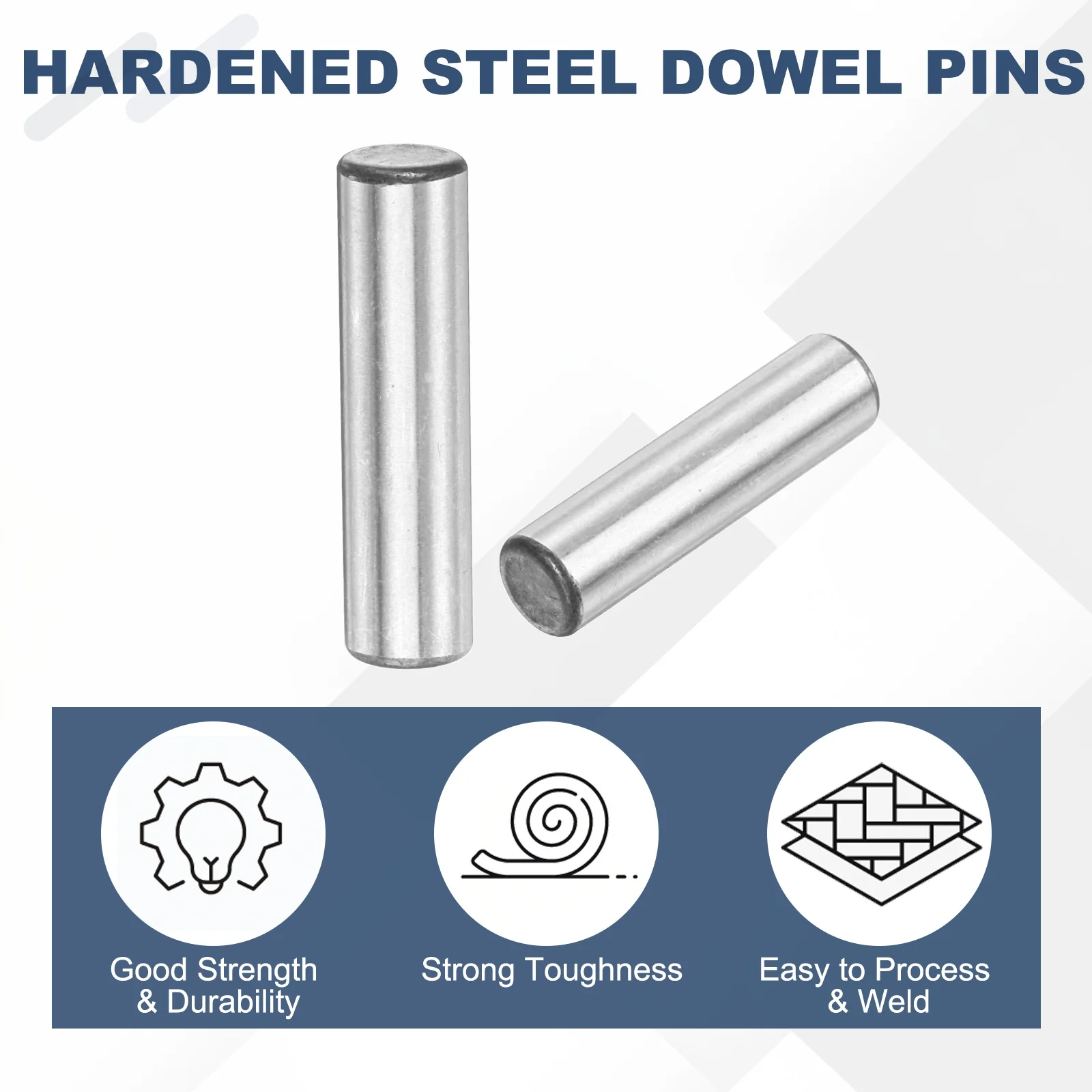 5 Pcs Carbon Steel Dowel Pins, 1/4" x 1" Round Steel Metal Rods, Silver - Image 4
