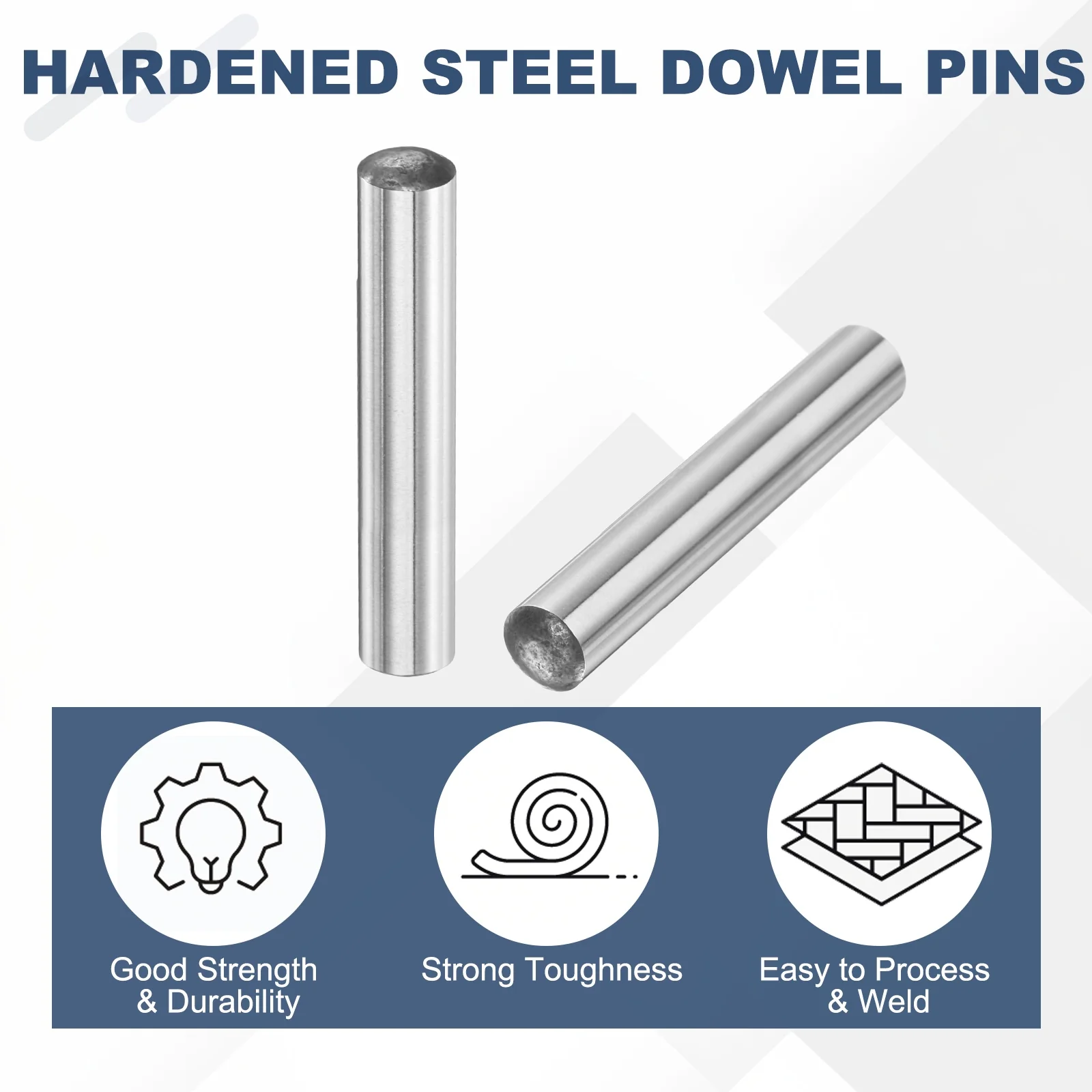 5 Pcs Carbon Steel Dowel Pins, 3/16" x 1-1/4 " Round Steel Metal Rods, Silver - Image 4