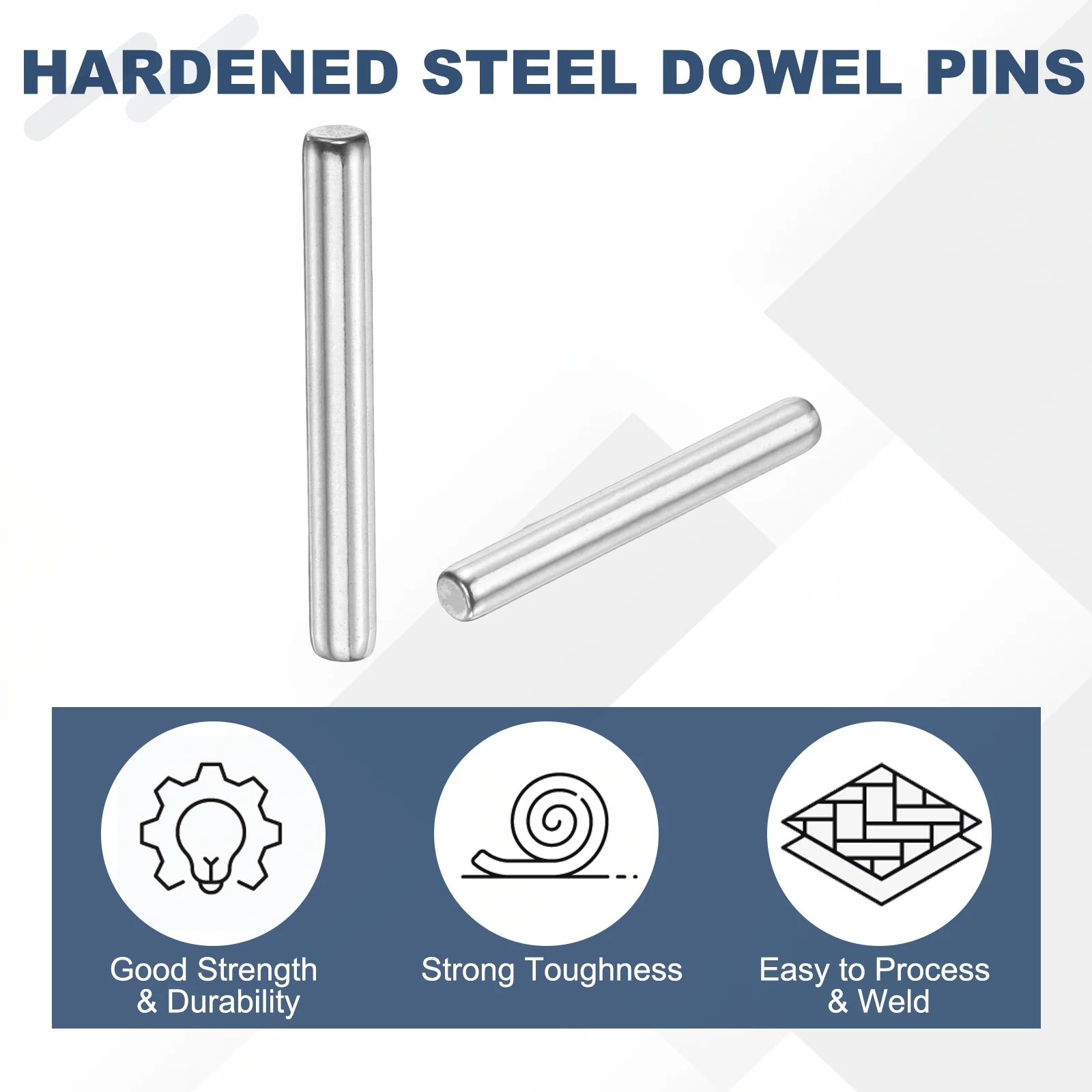 10 Pcs Carbon Steel Dowel Pins, 5/32" x 1/2" Round Steel Metal Rods, Silver - Image 4