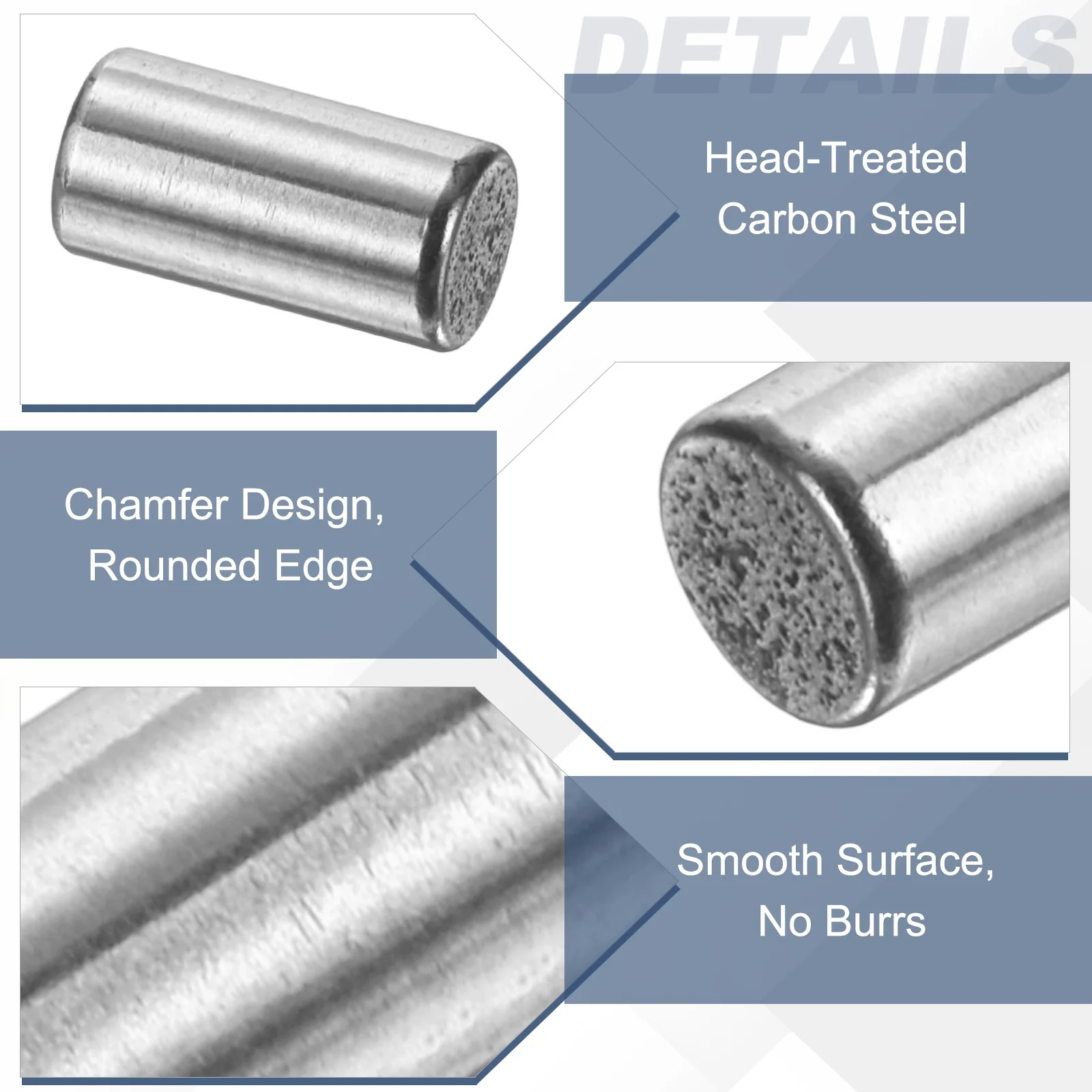 10 Pcs Carbon Steel Dowel Pins, 1/8inch x 3/8" Round Steel Metal Rods, Silver - Image 3
