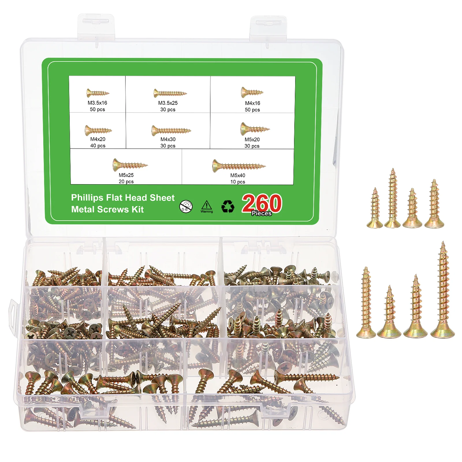 Uxcell Phillips Flat Head Sheet Metal Screws, Carbon Steel - Image 7