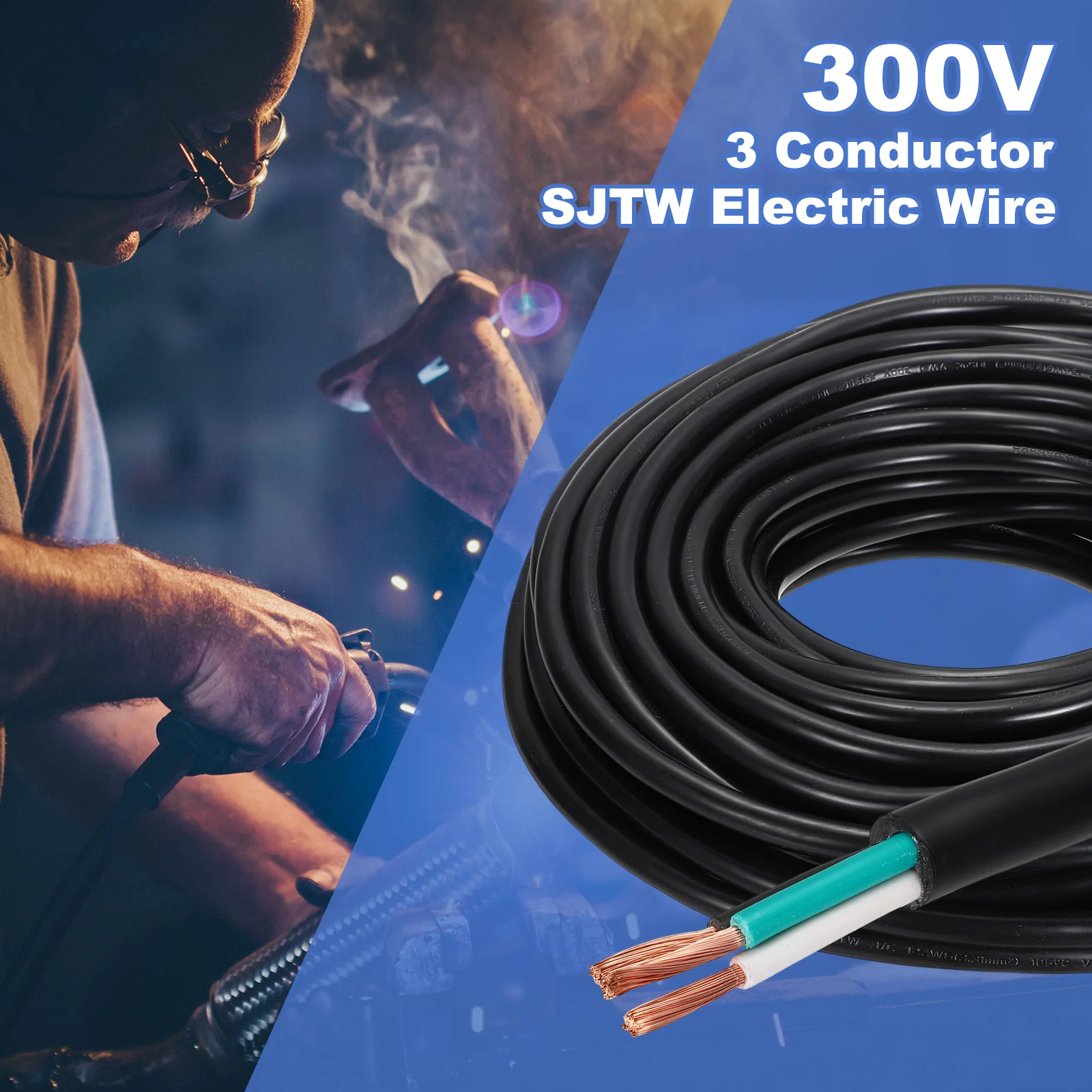 14AWG 3 Conductor Wire SJTW Outdoor Extension Power Cable, 300V, 50ft - Image 5
